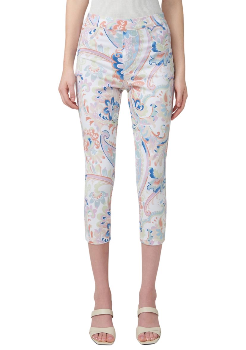 Womens Paisley Denim Capri Pants