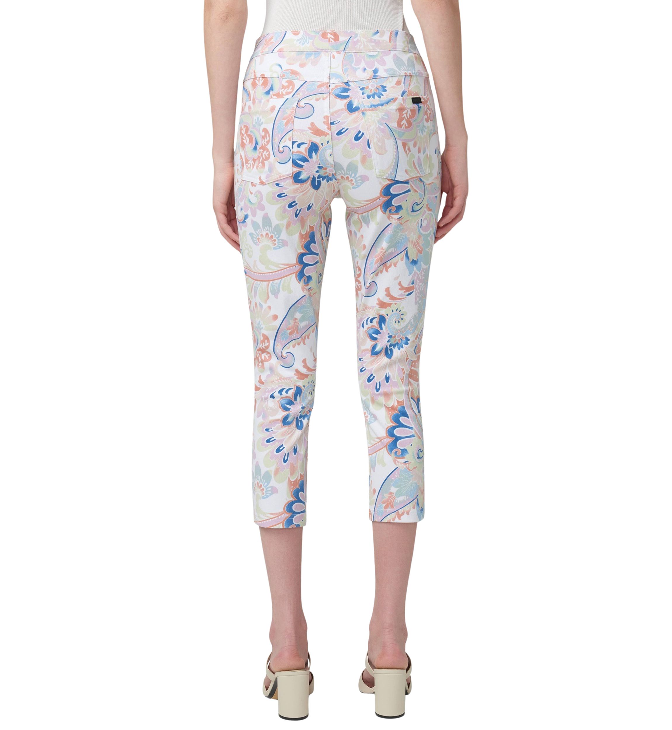 Womens Paisley Denim Capri Pants