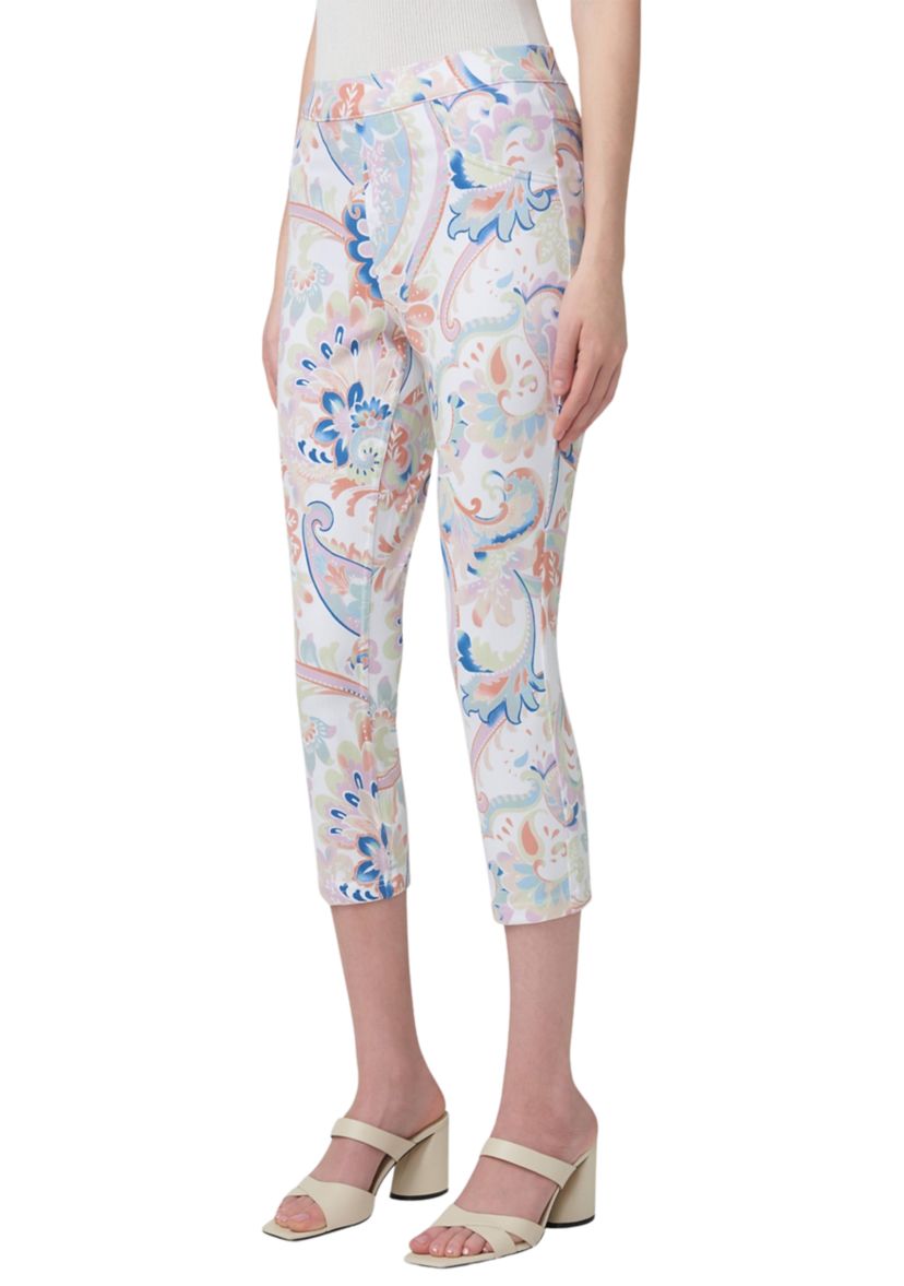 Womens Paisley Denim Capri Pants