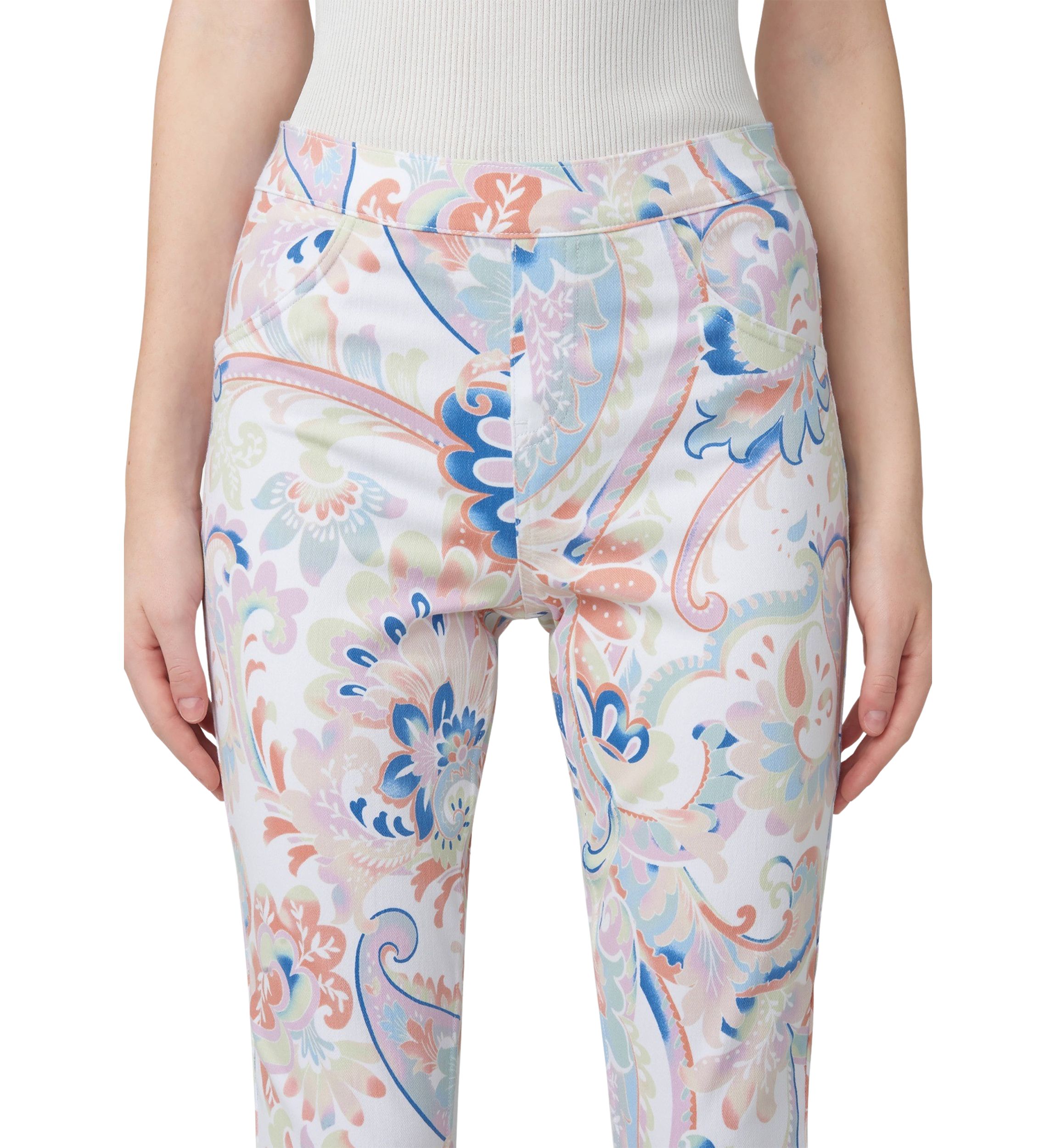 Womens Paisley Denim Capri Pants
