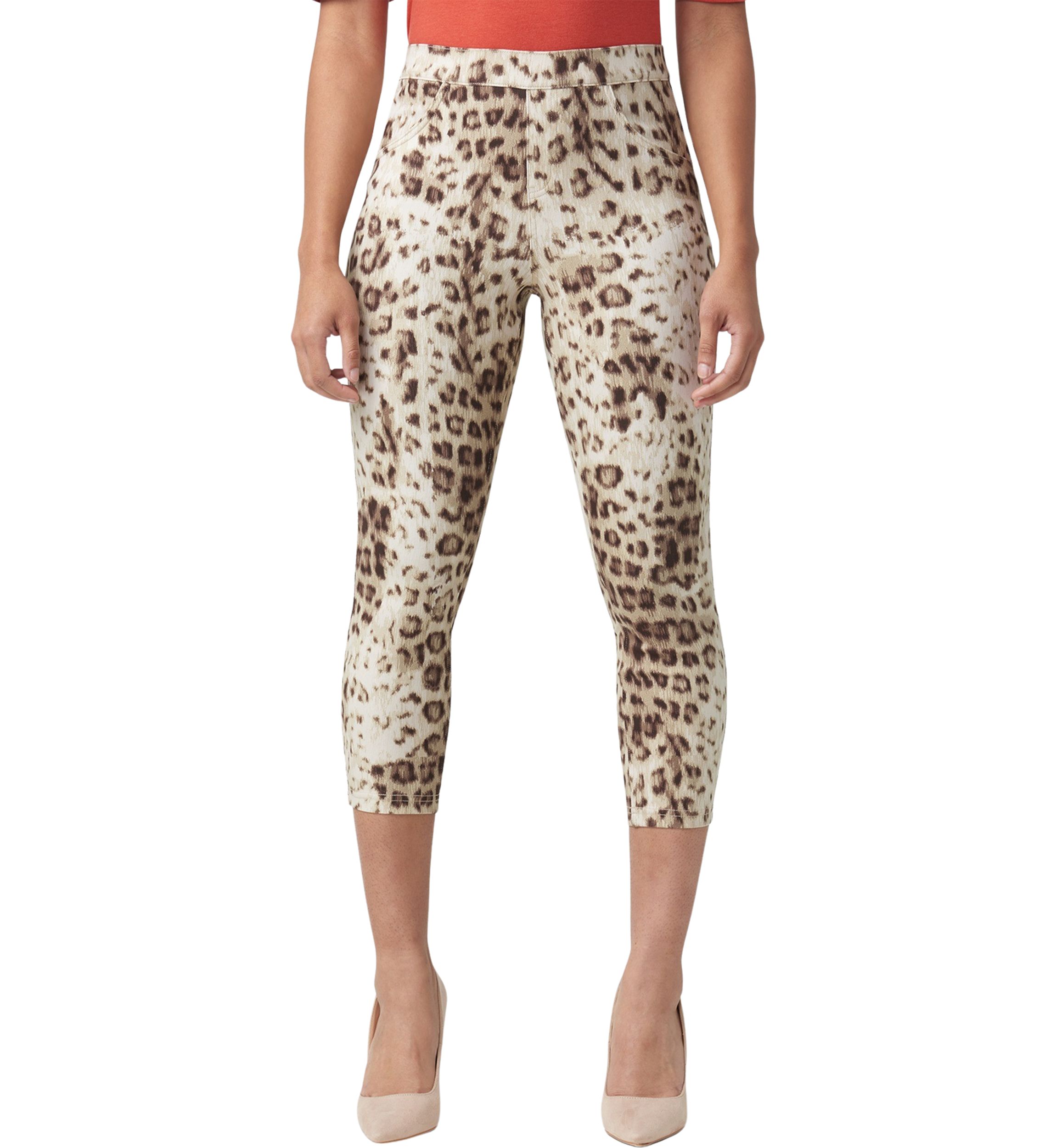 Womens Leopard Denim Capri Pants