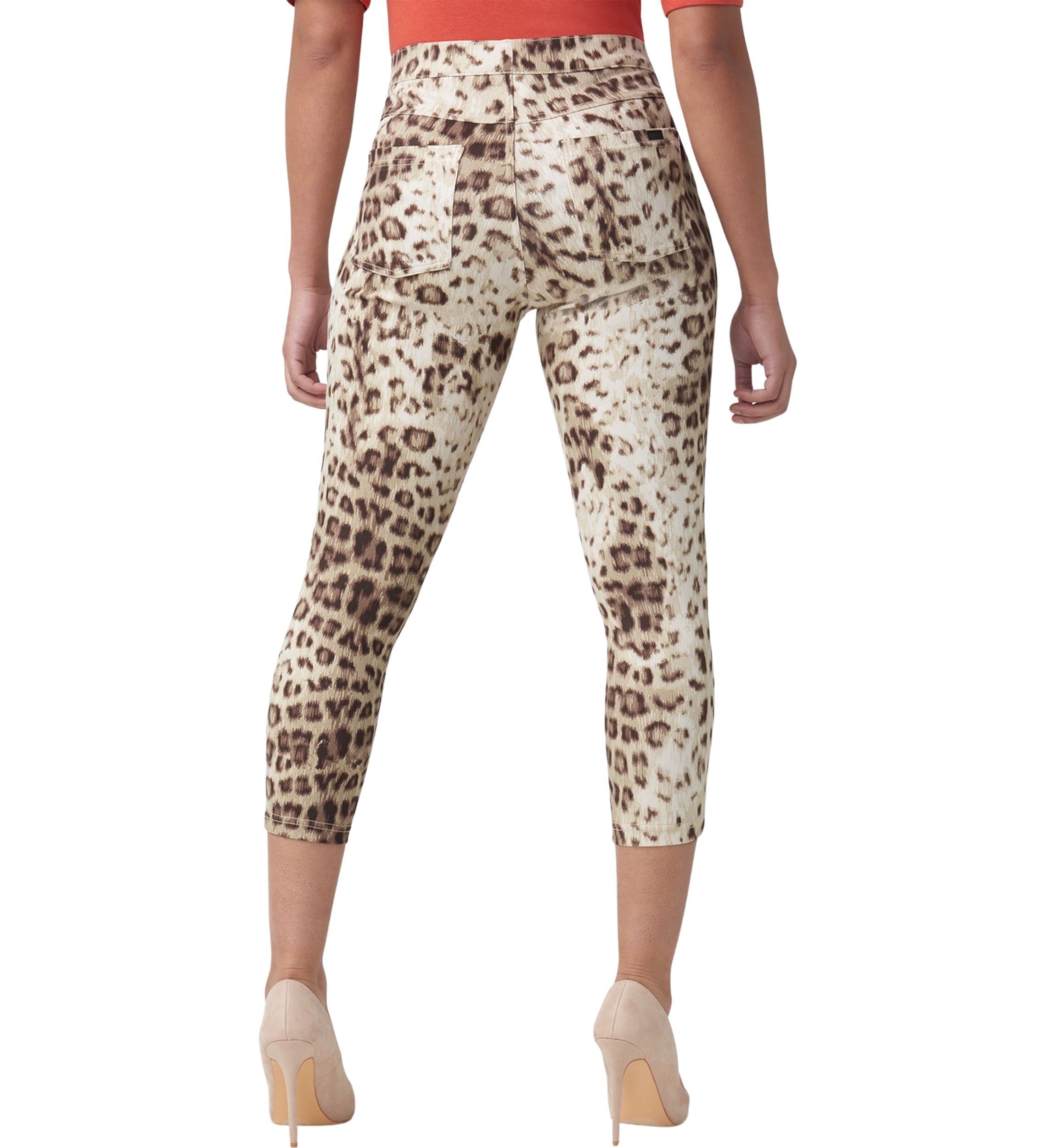 Womens Leopard Denim Capri Pants