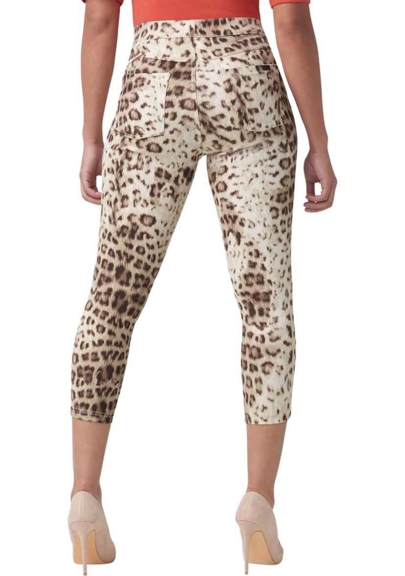 Womens Leopard Denim Capri Pants