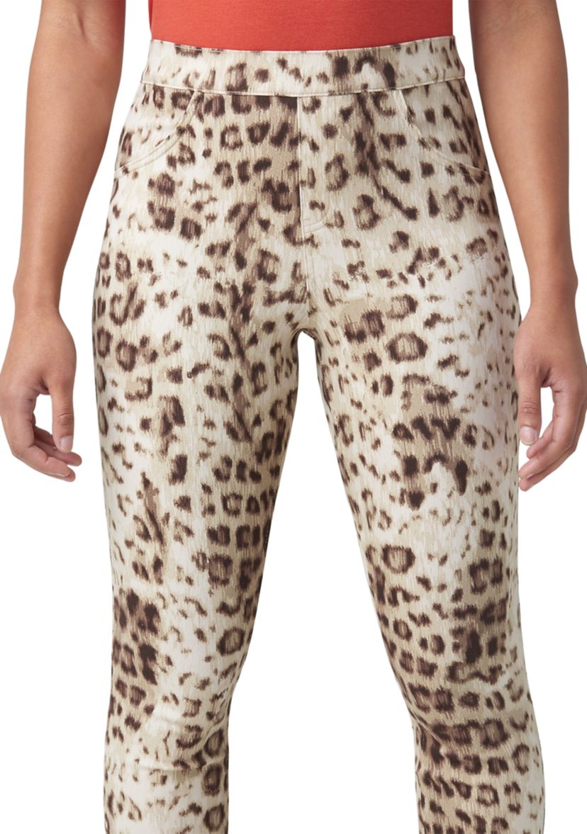 Womens Leopard Denim Capri Pants