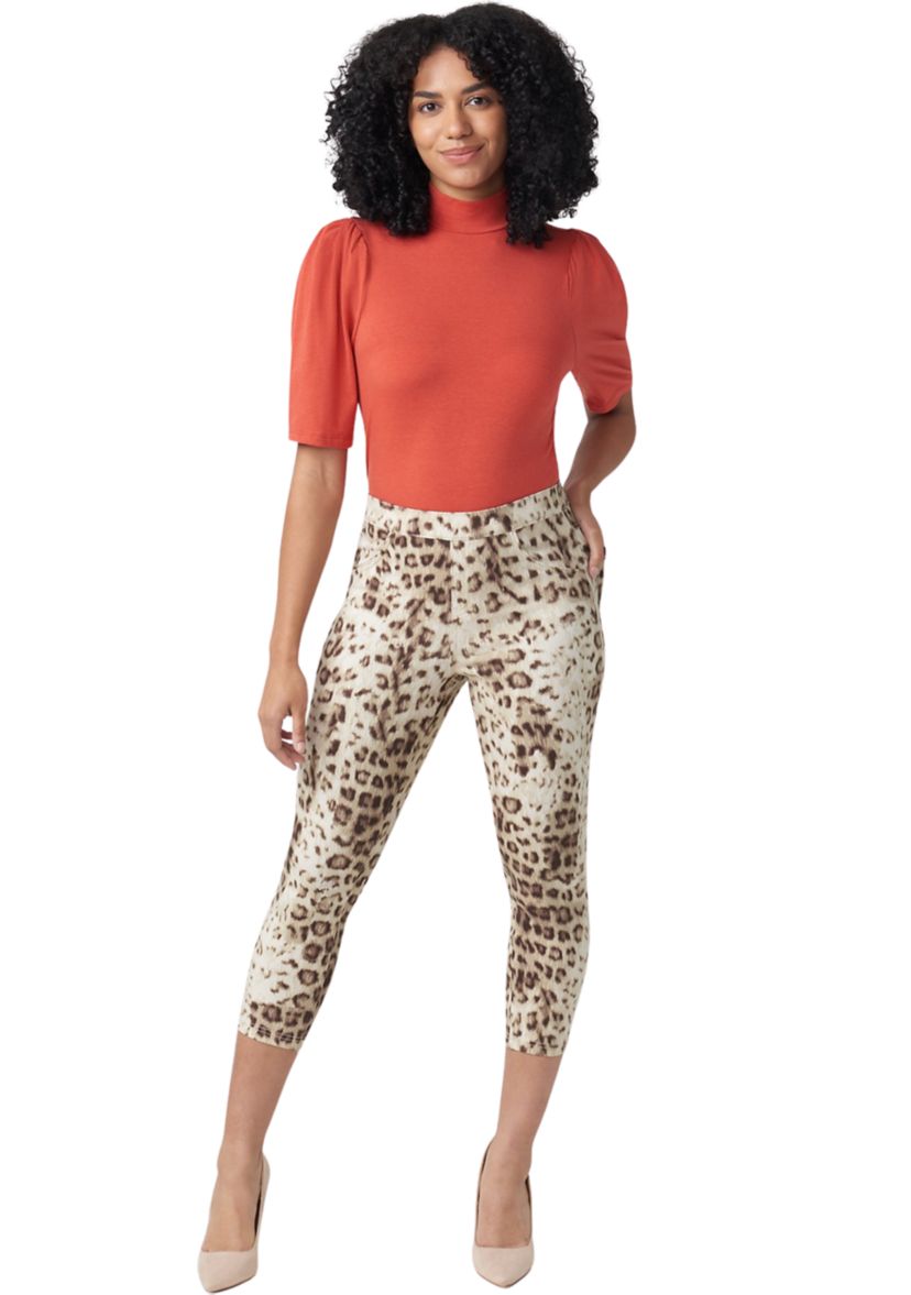 Womens Leopard Denim Capri Pants