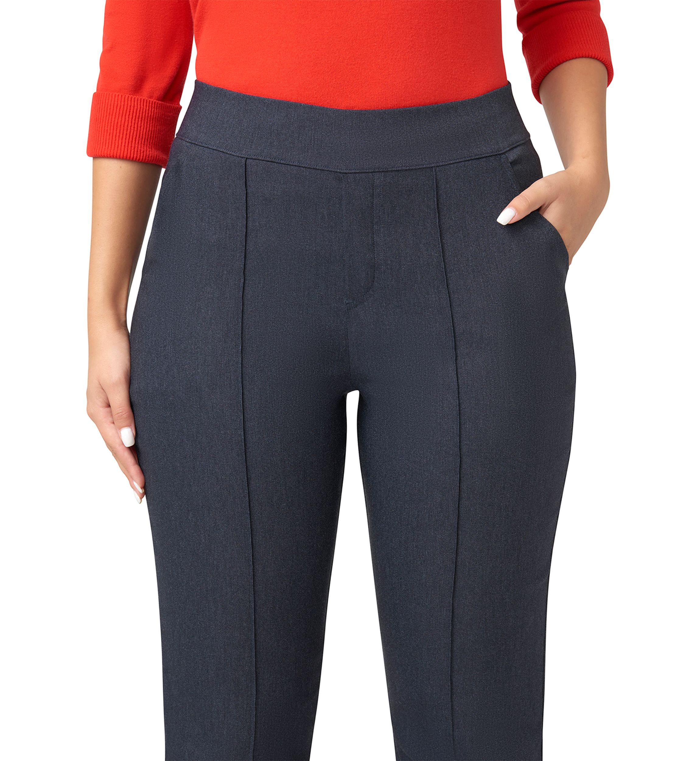 Womens Dress Up Denim Pull-On Trousers