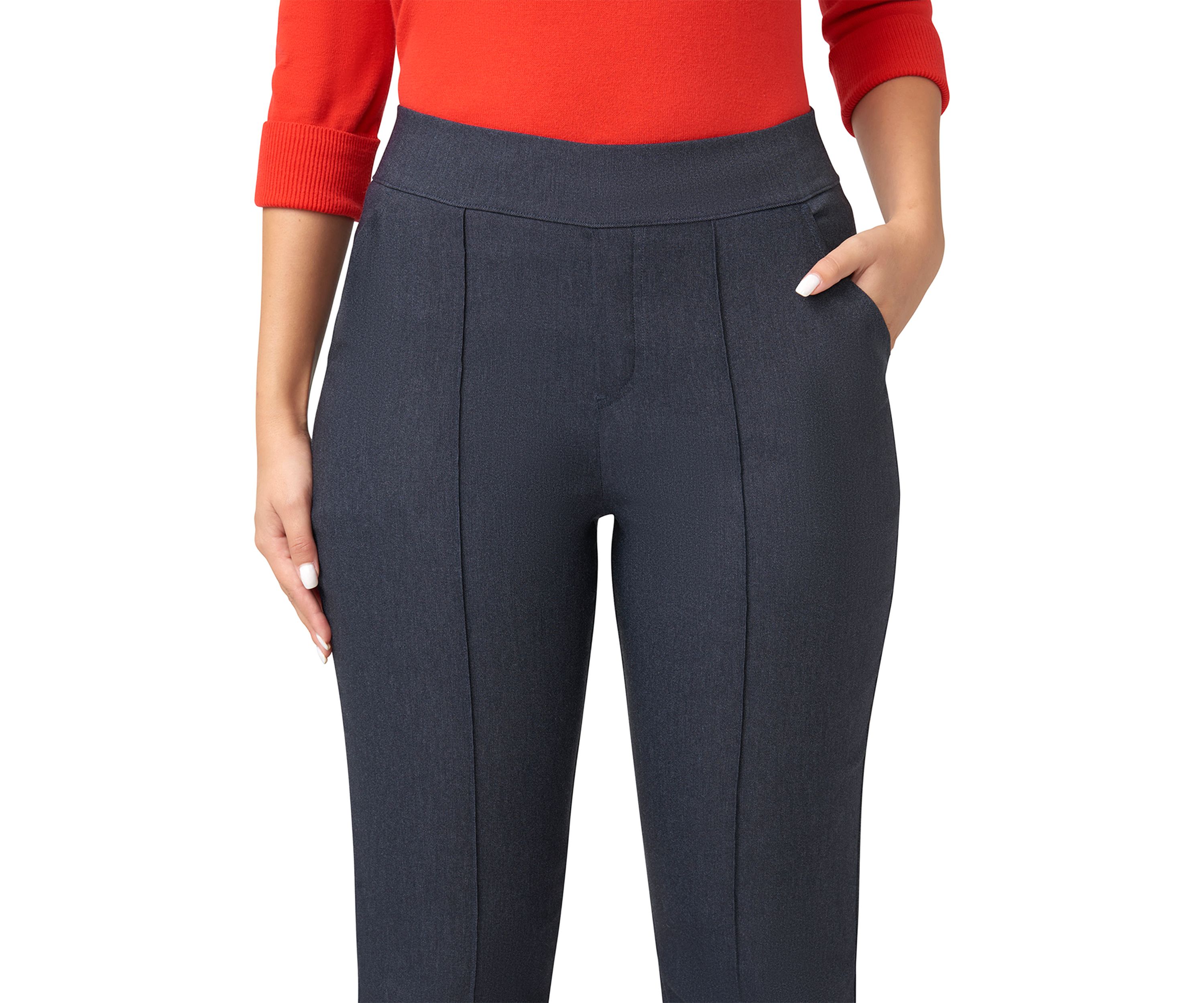 Womens Dress Up Denim Pull-On Trousers