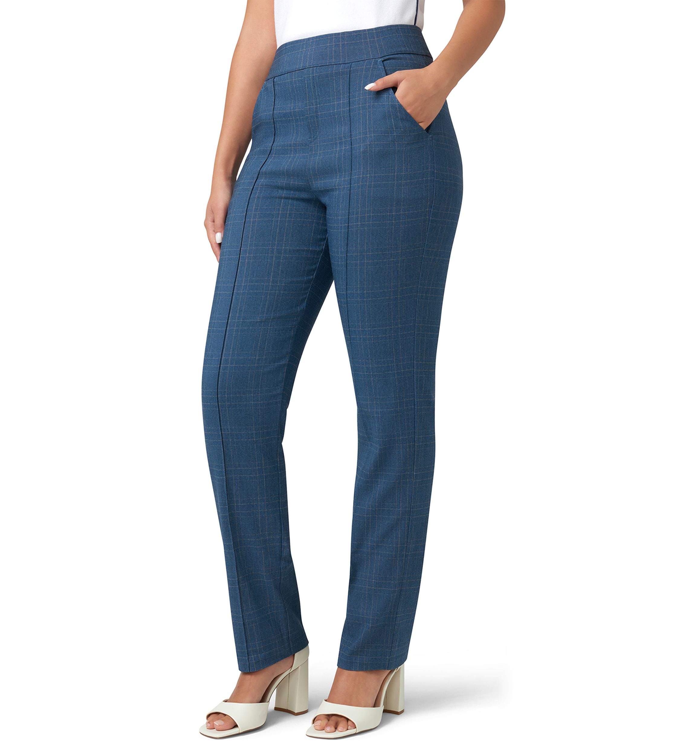 Womens Dress Up Denim Pull-On Trousers