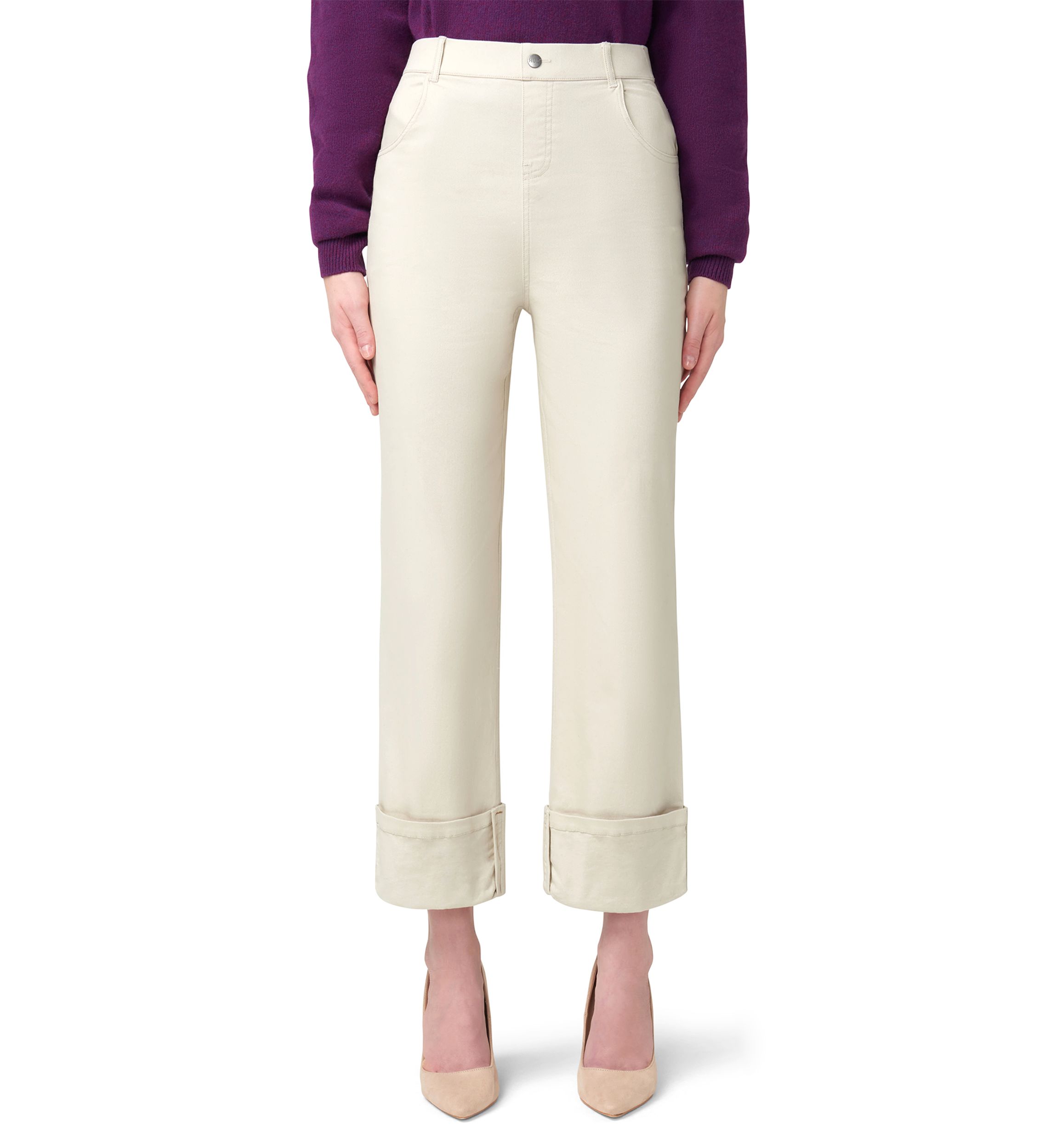 Cuffed Denim Skimmer Pants