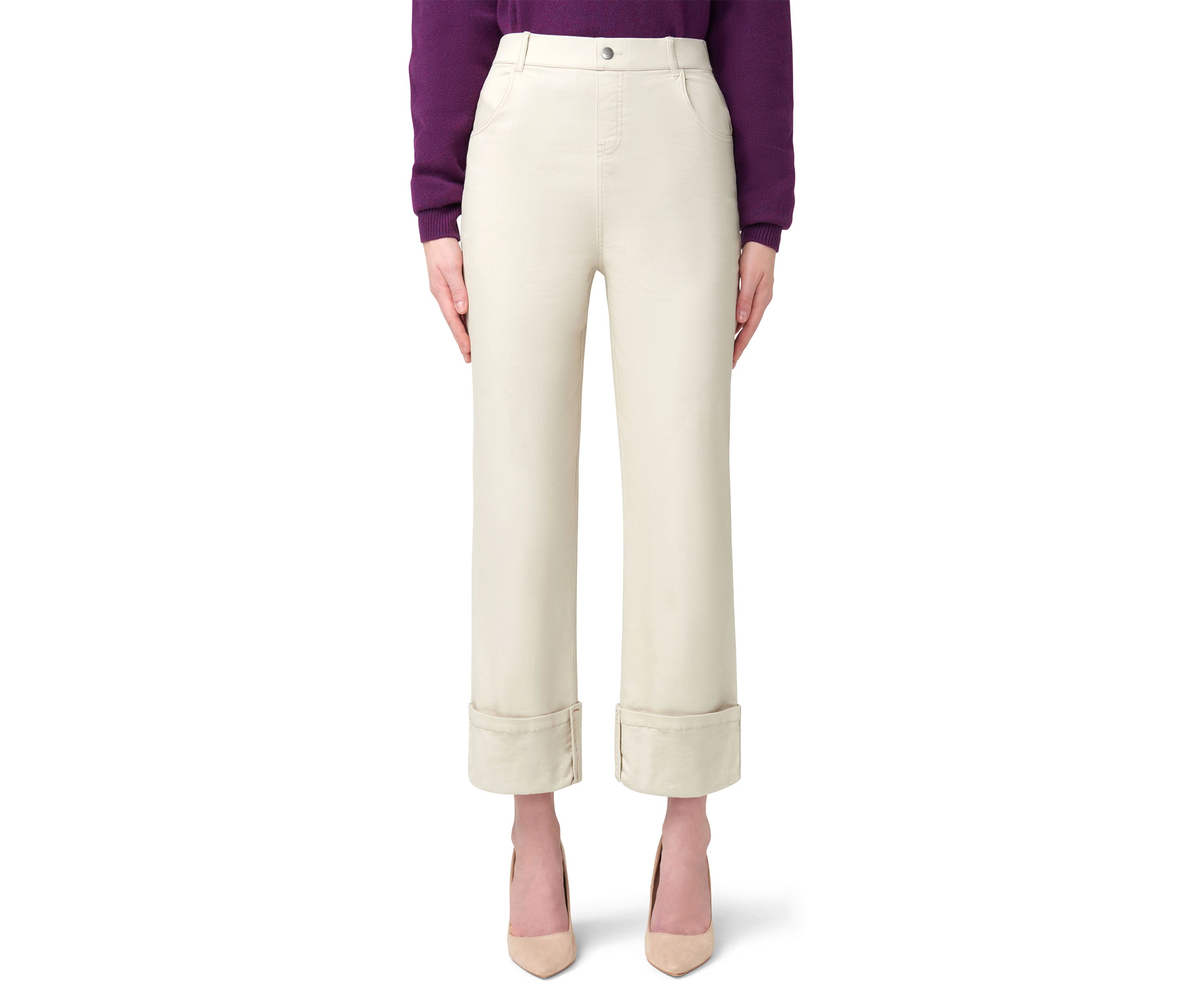 Cuffed Denim Skimmer Pants