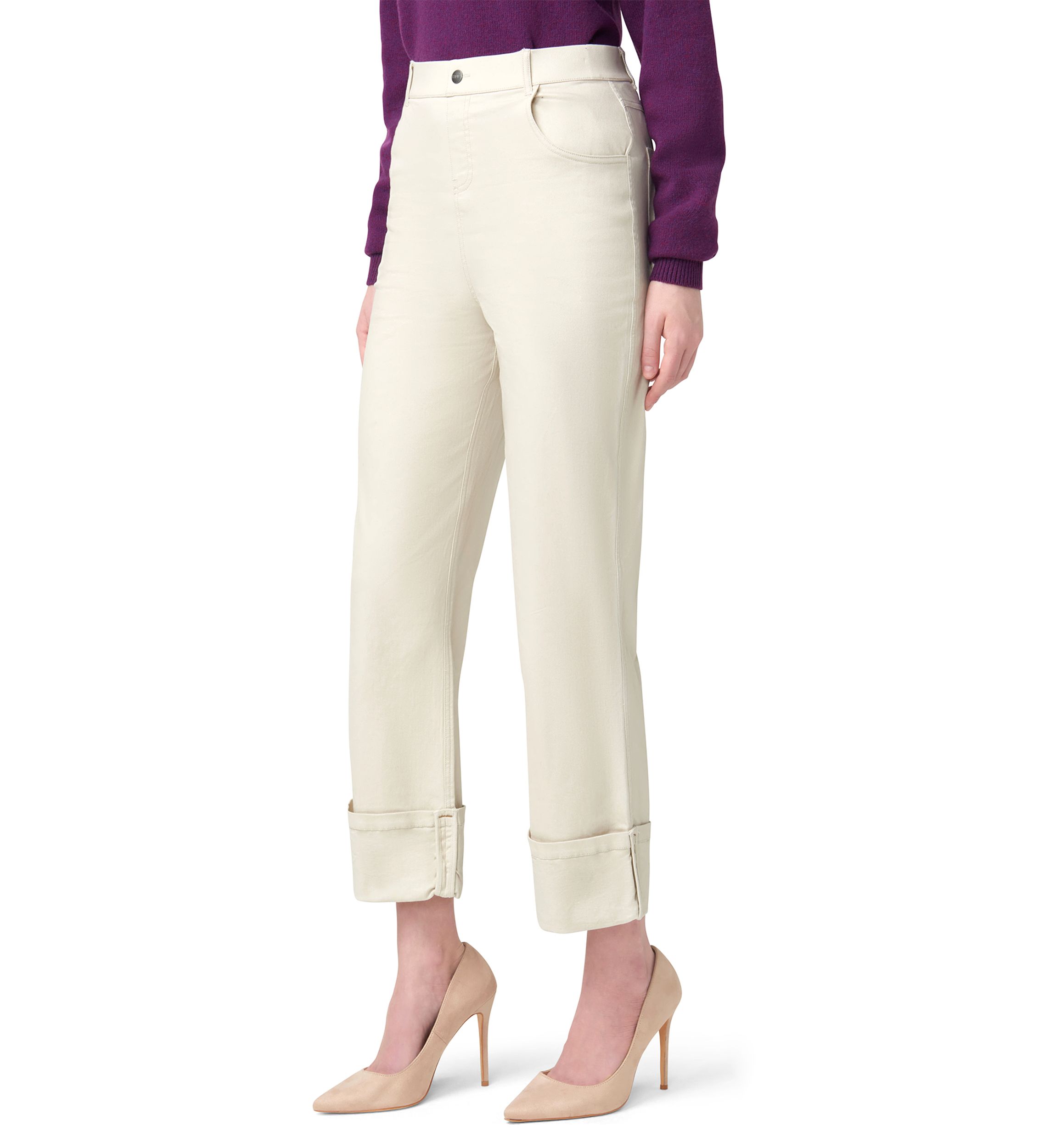 Cuffed Denim Skimmer Pants