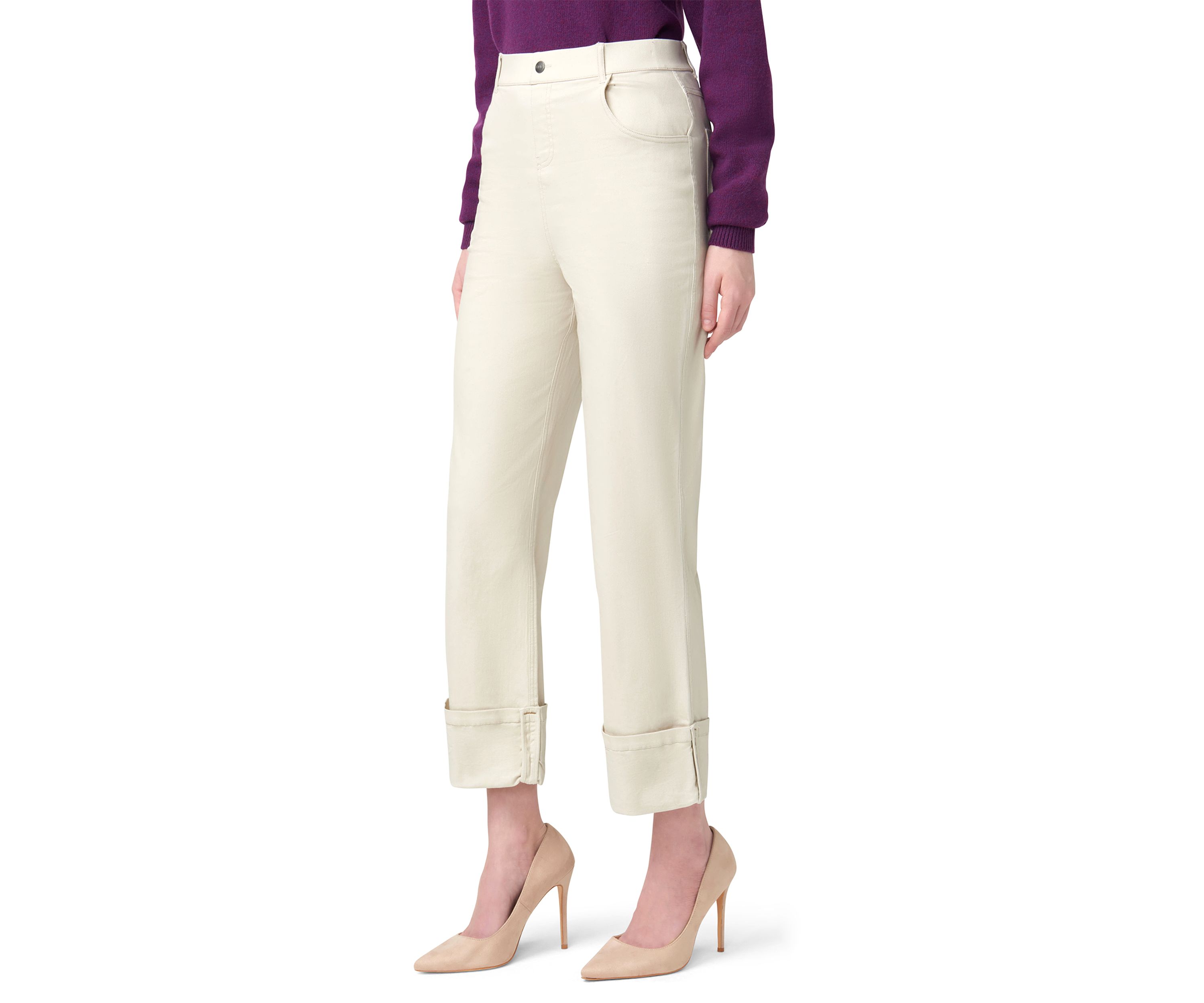 Cuffed Denim Skimmer Pants