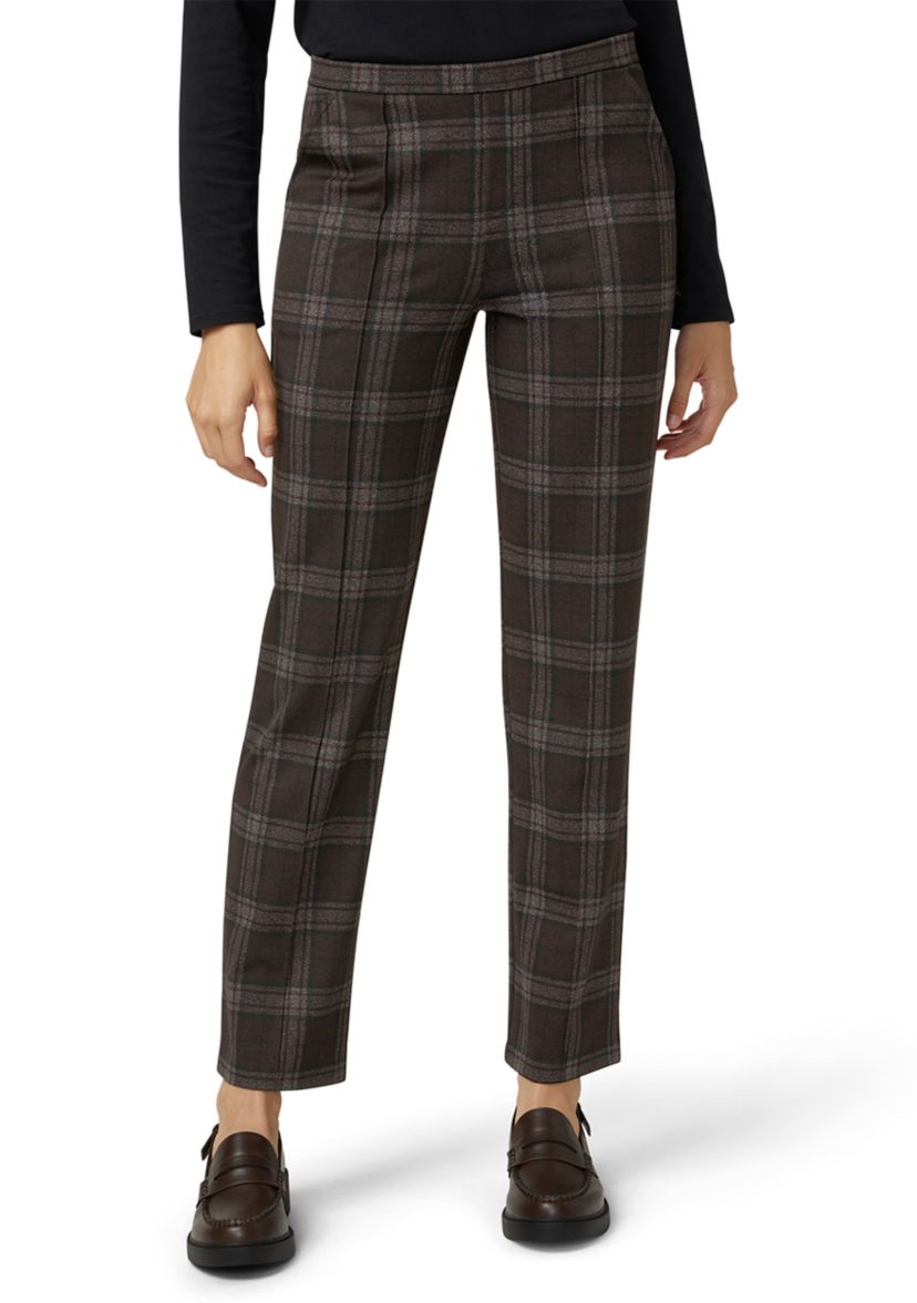 Womens Plaid Natural Rise Pull-On Trousers