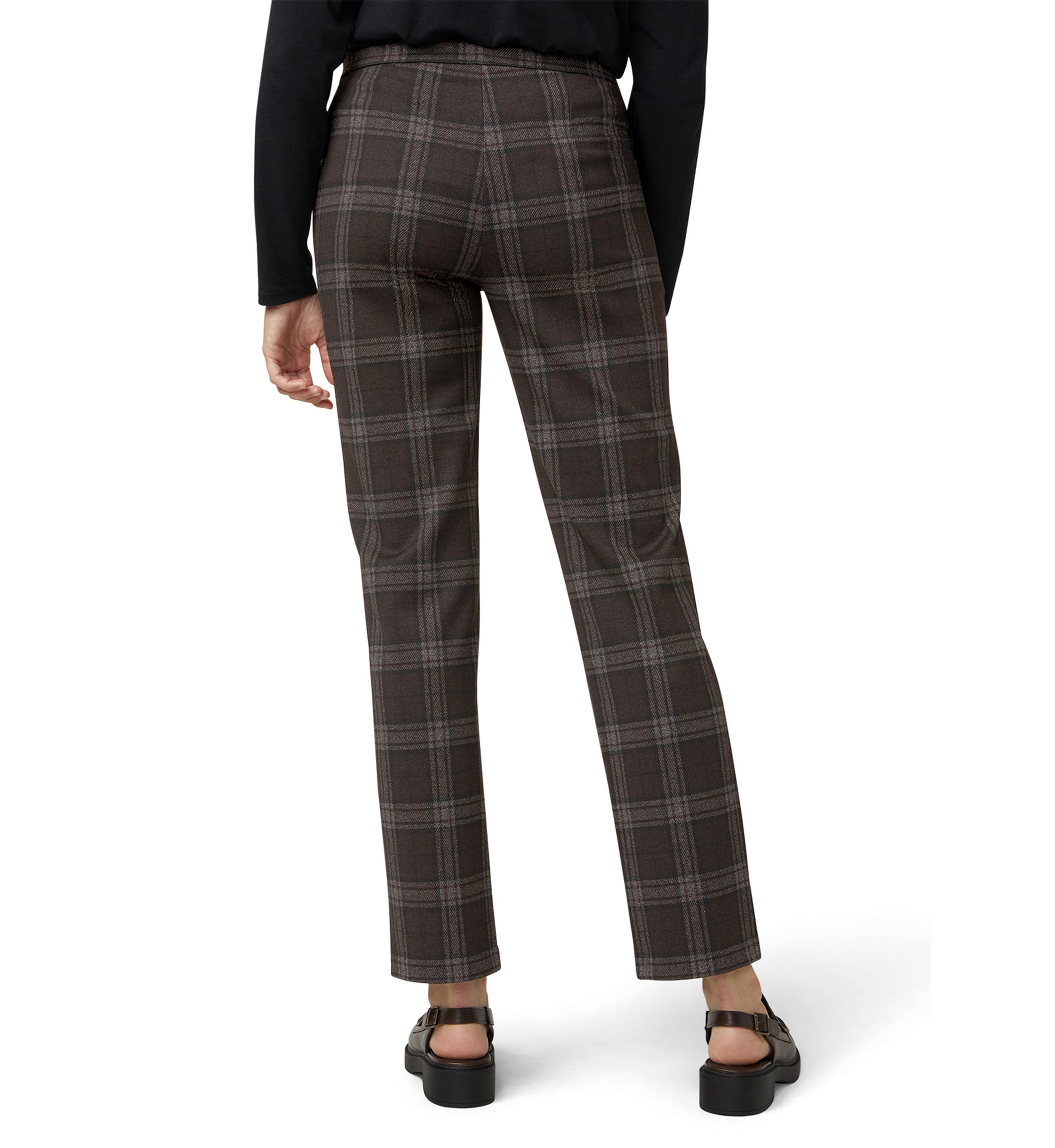 Womens Plaid Natural Rise Pull-On Trousers