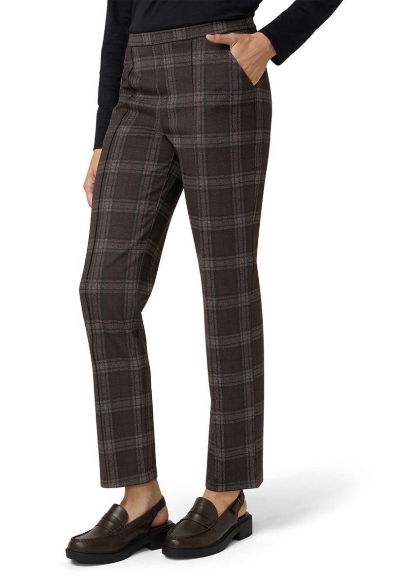 Womens Plaid Natural Rise Pull-On Trousers