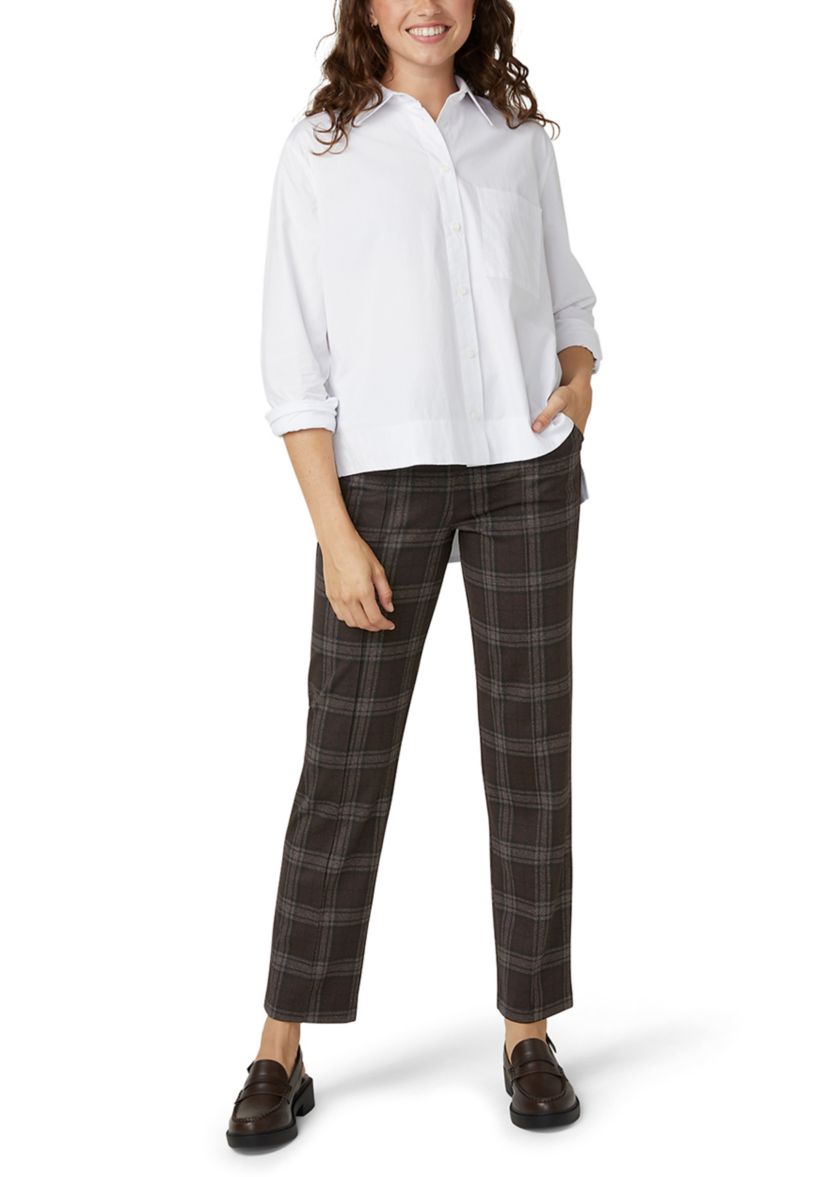 Womens Plaid Natural Rise Pull-On Trousers