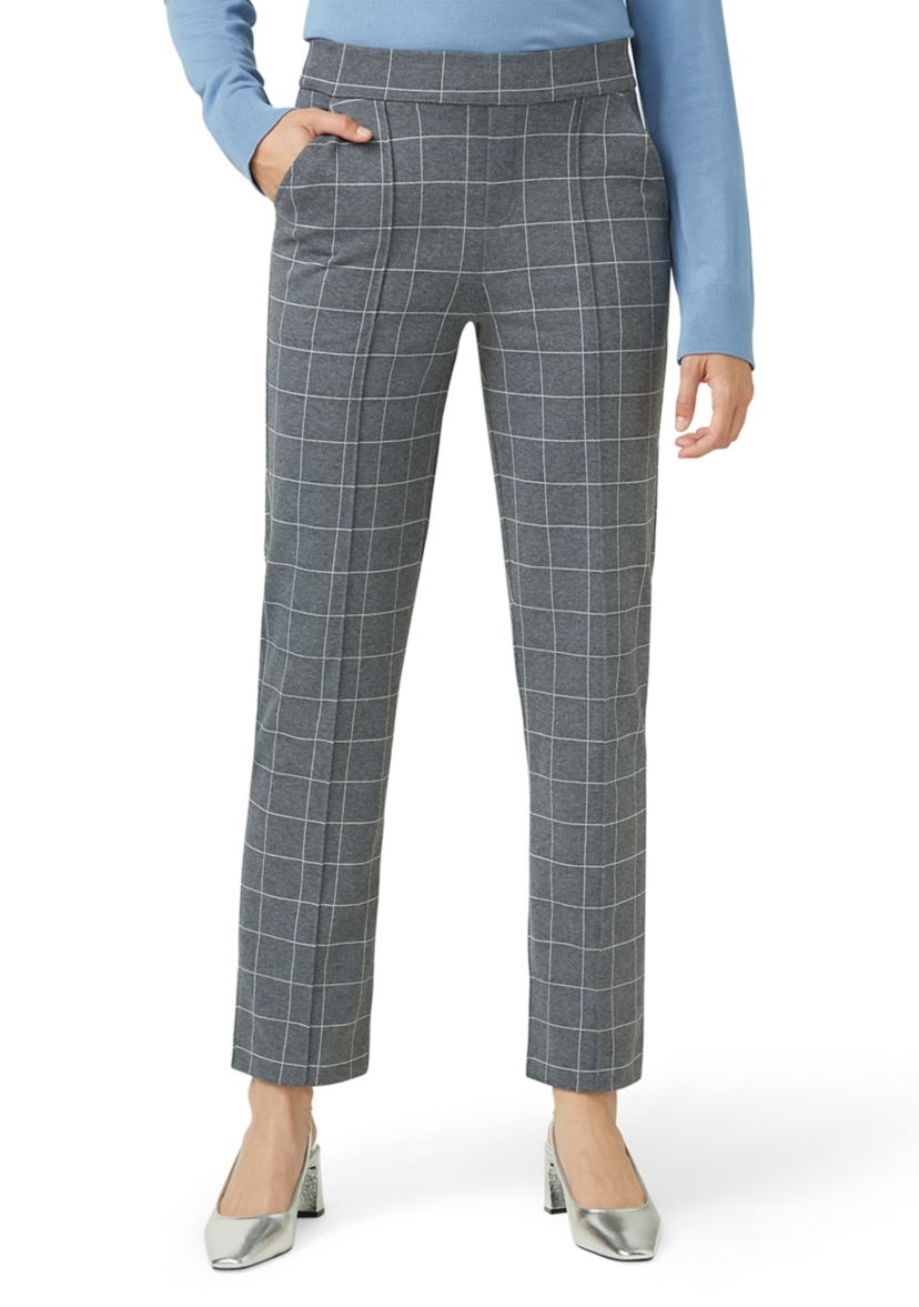 Womens Window Pane Pull-On Trousers