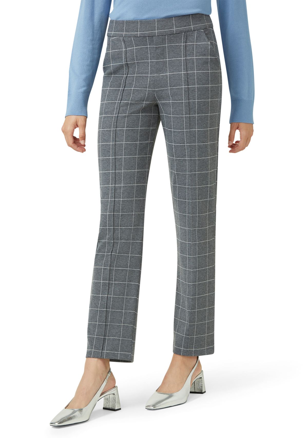 Womens Window Pane Pull-On Trousers