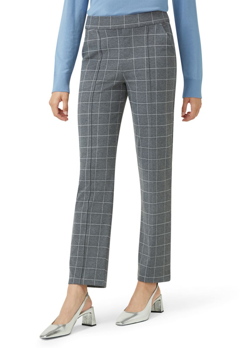 Womens Window Pane Pull-On Trousers
