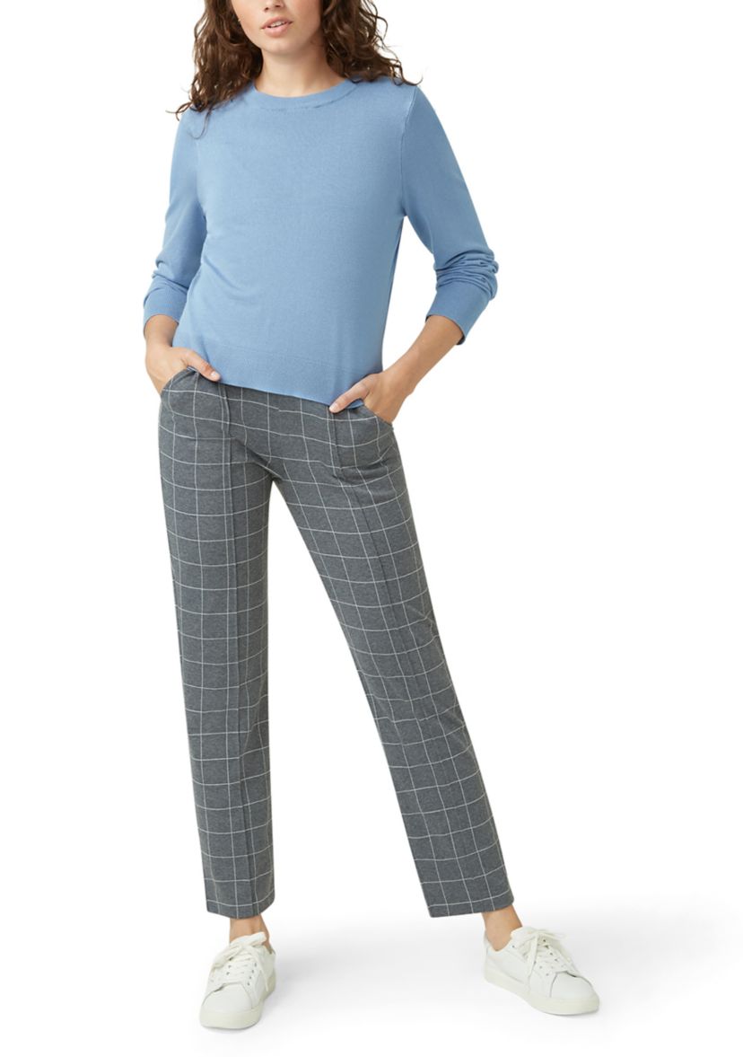 Womens Window Pane Pull-On Trousers