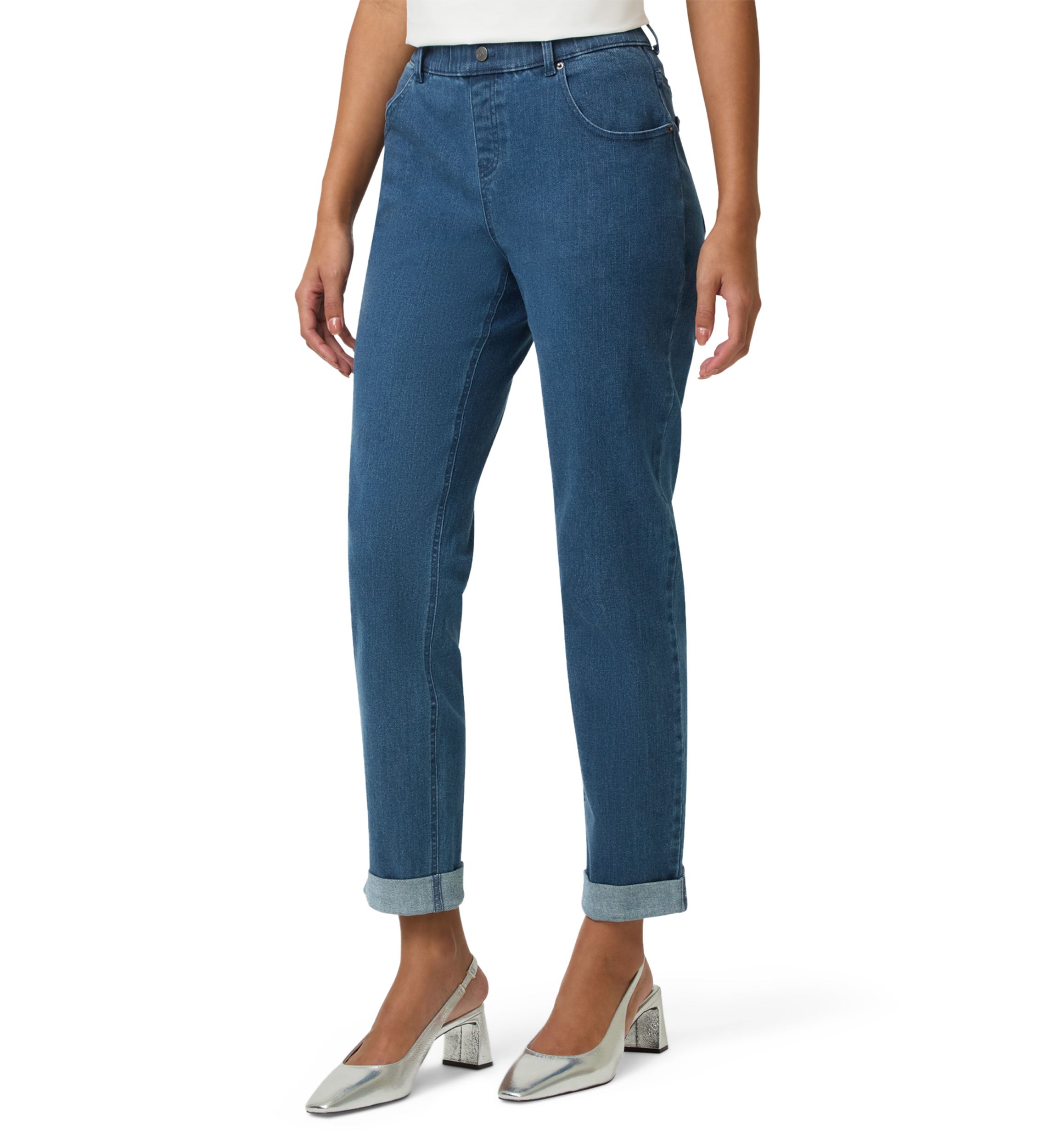 Girlfriend Mid-Rise Denim Pants