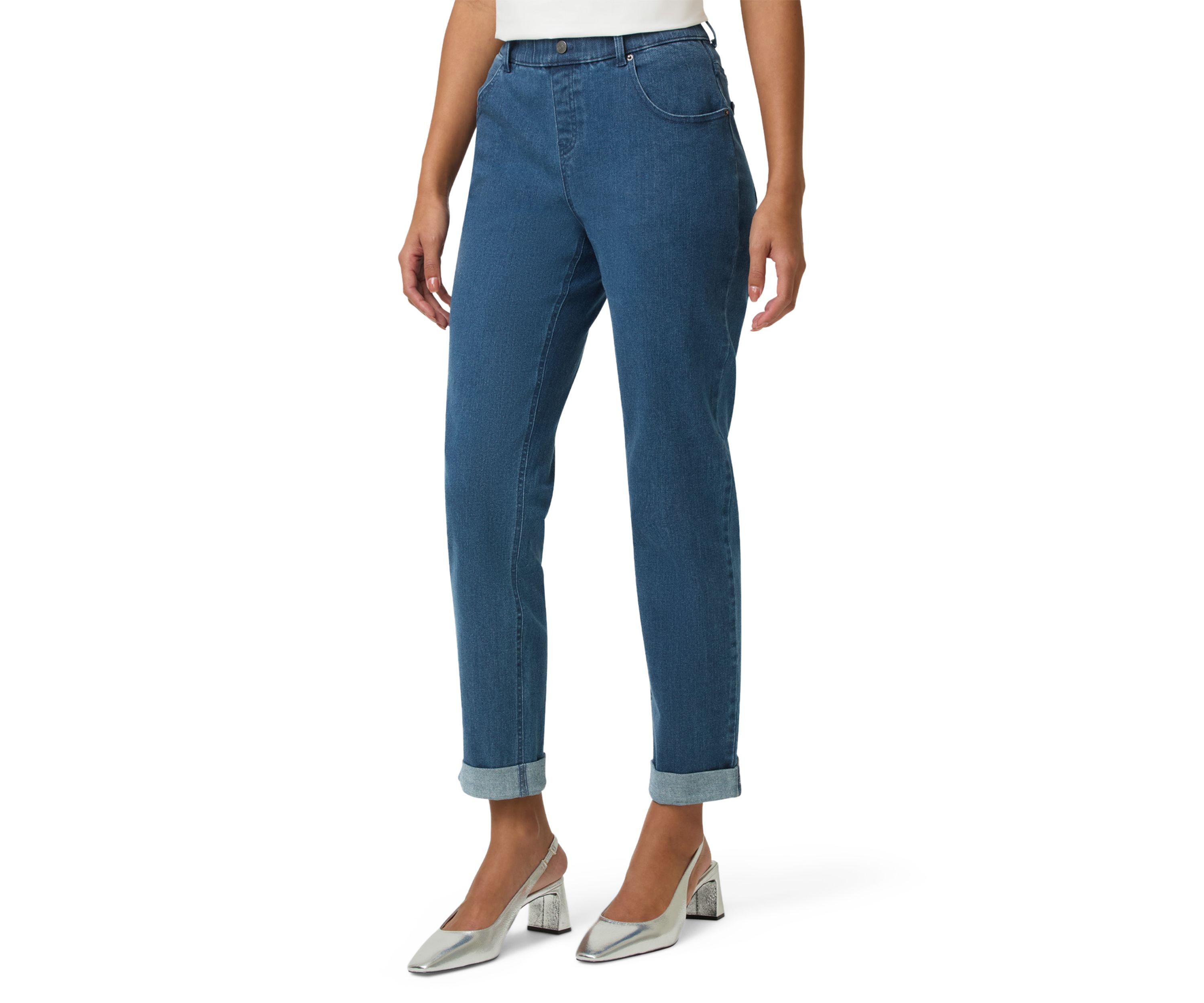 Girlfriend Mid-Rise Denim Pants