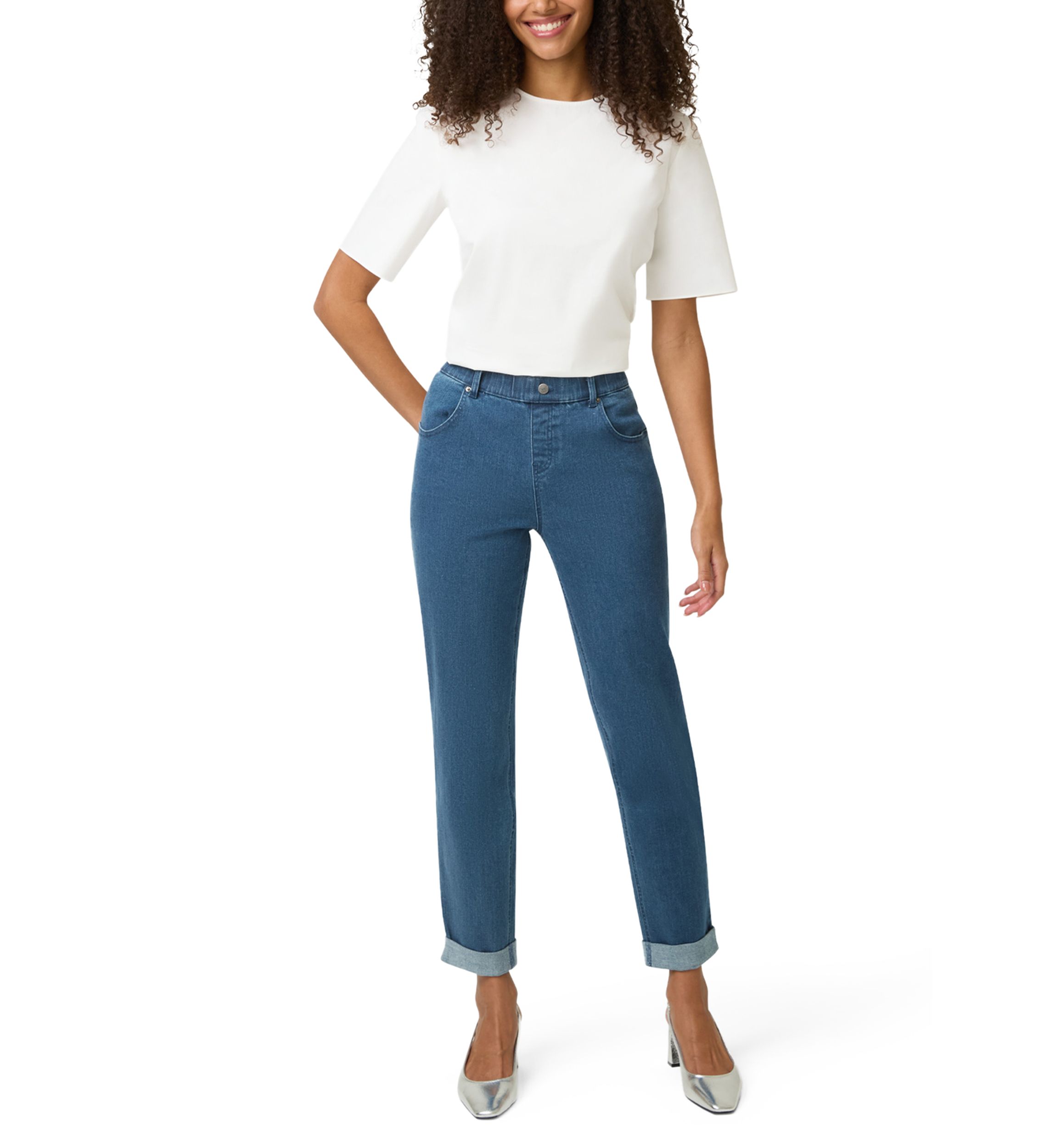 Girlfriend Mid-Rise Denim Pants