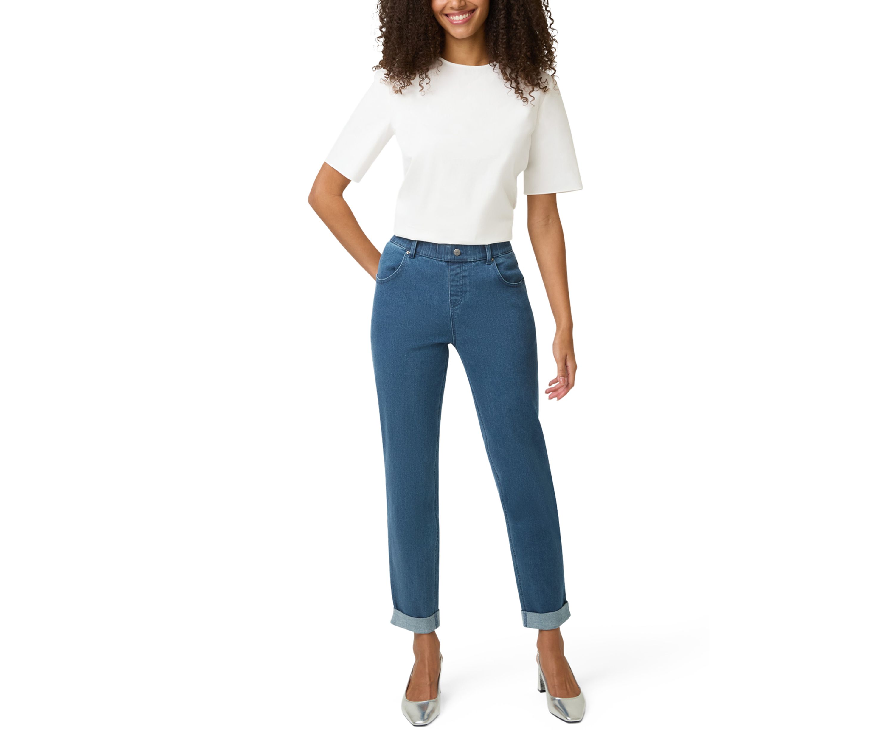 Girlfriend Mid-Rise Denim Pants