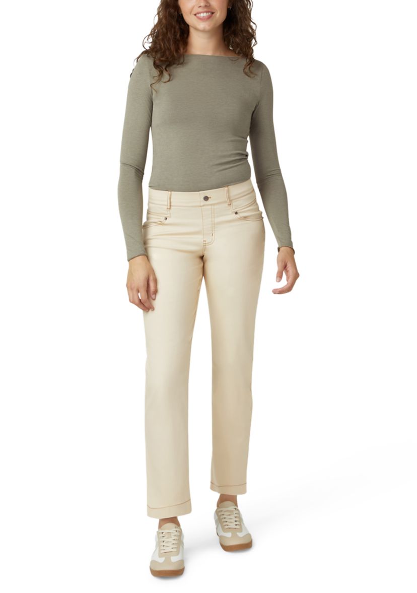 Womens Crosshatched Denim Straight Leg Jeans