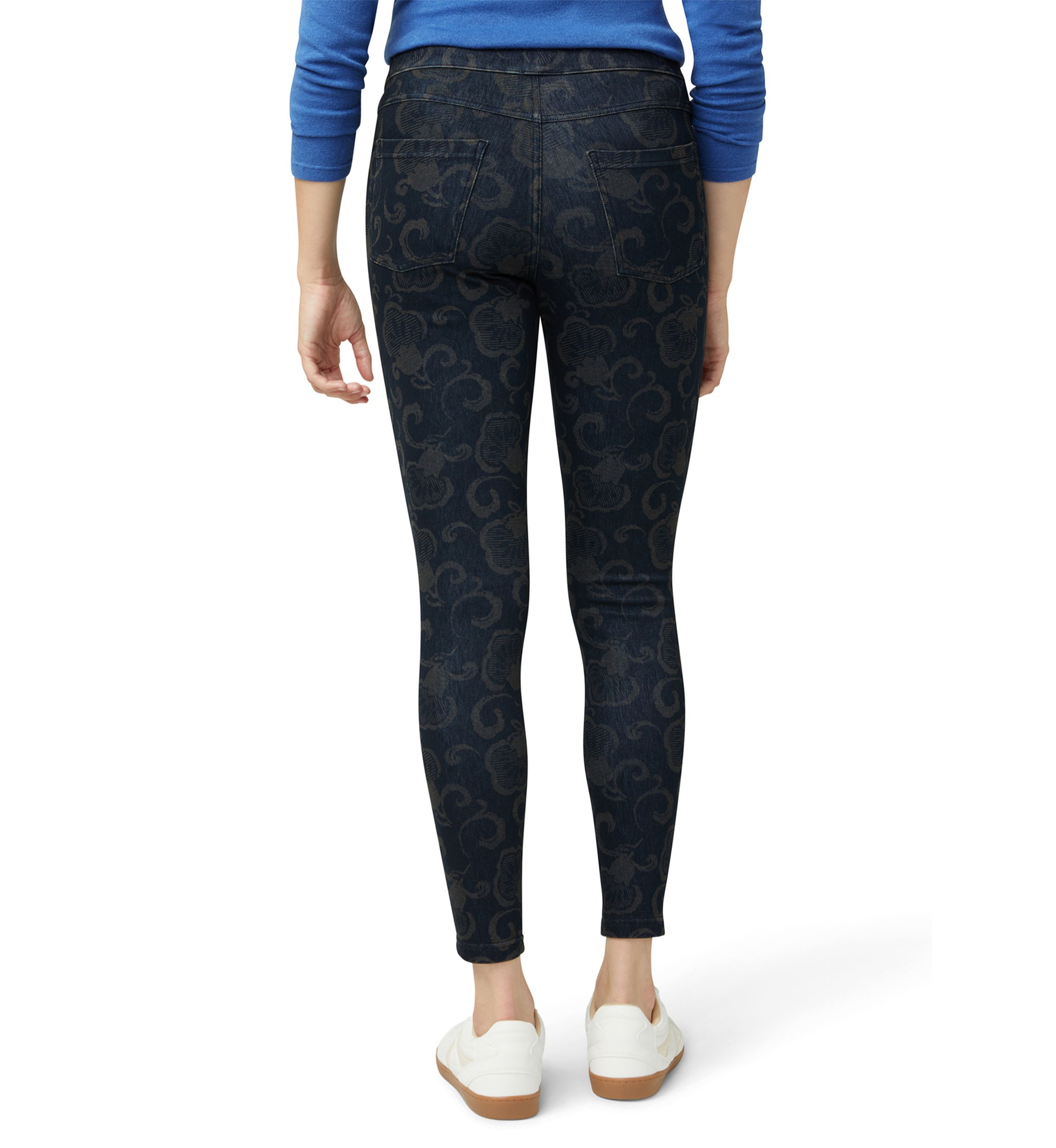 Womens Etched Floral Denim Leggings