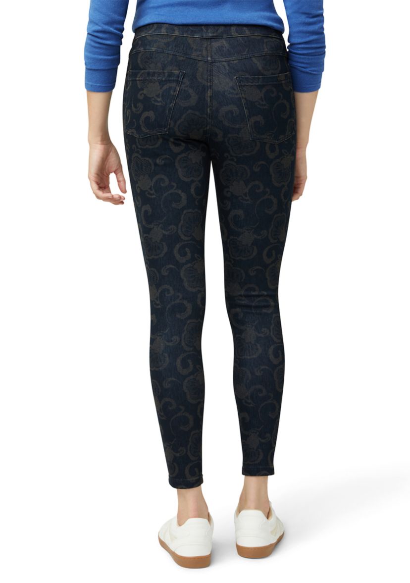 Womens Etched Floral Denim Leggings