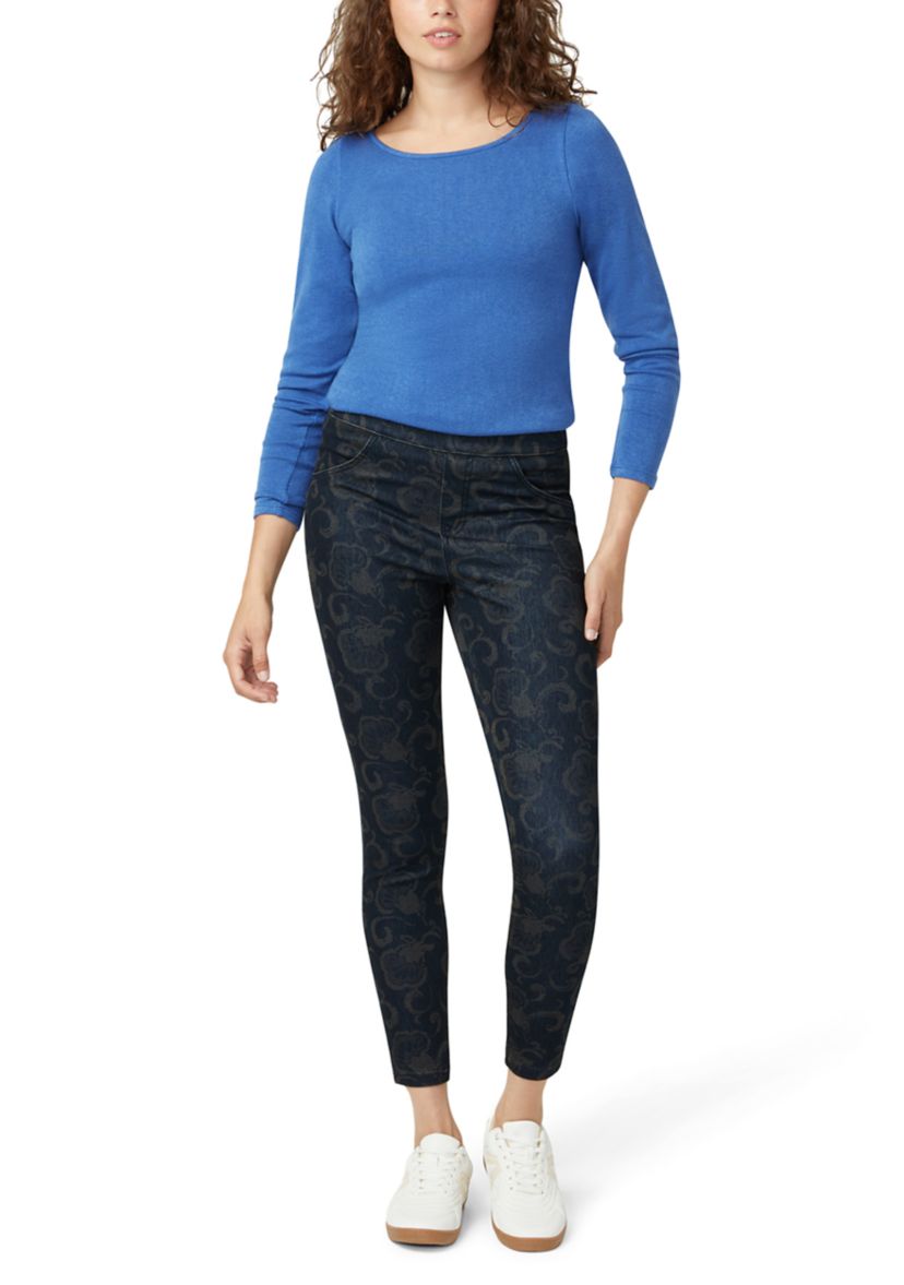 Womens Etched Floral Denim Leggings