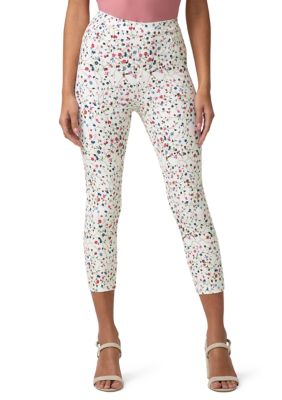HUE Women's Floral Ultra Soft Denim Capri Pants