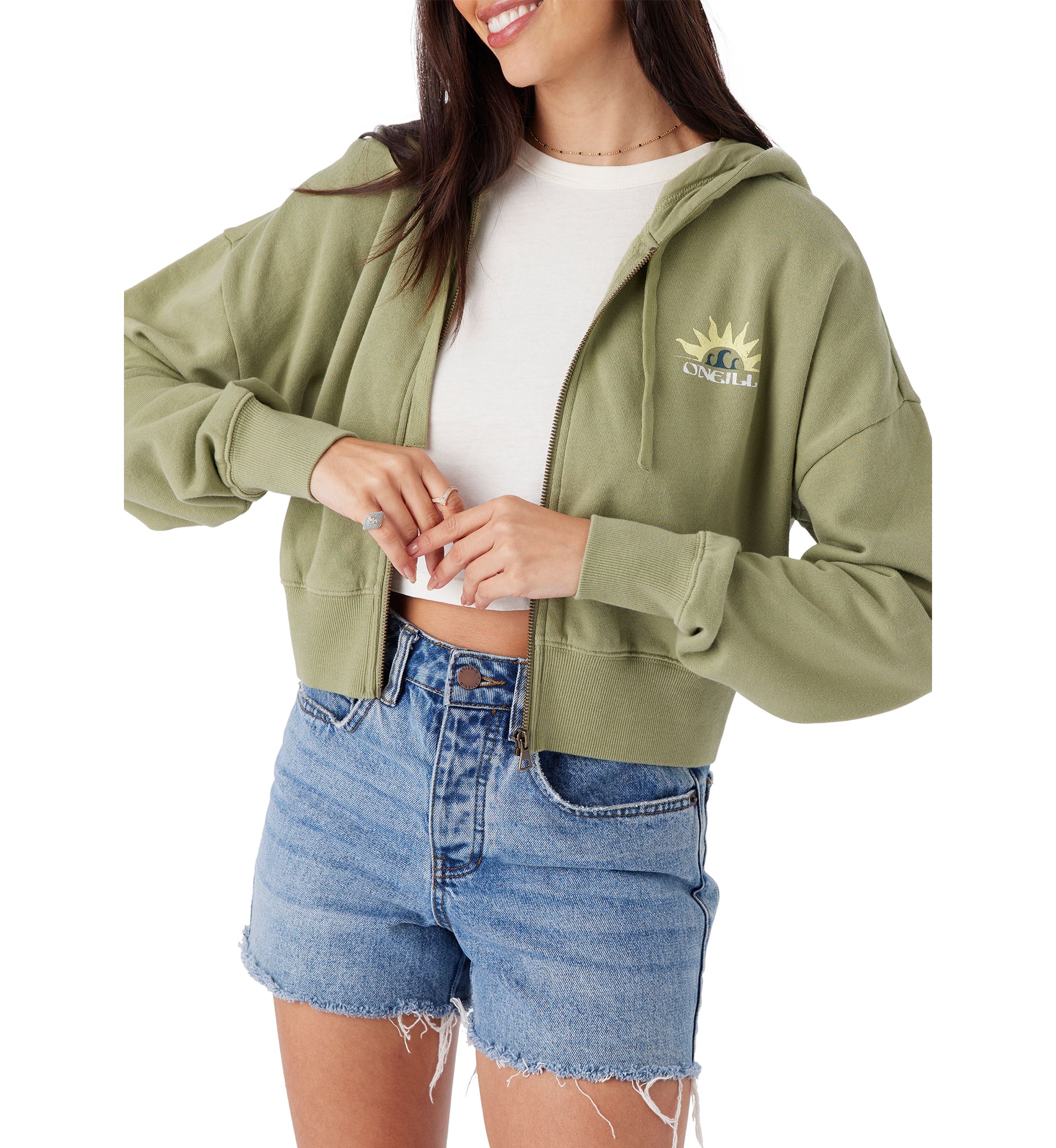 Womens Darcie Zip Graphic Hoodie