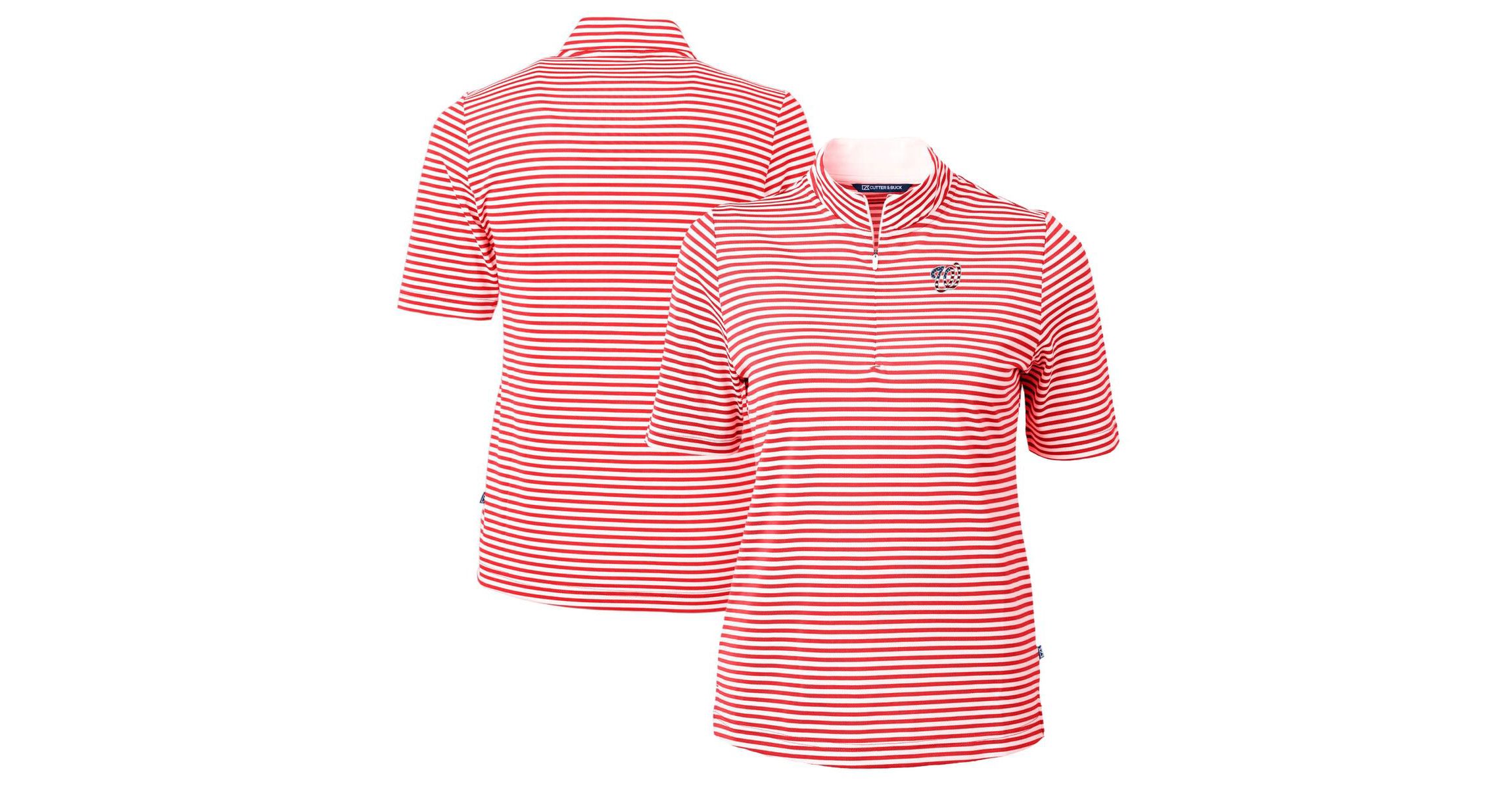 MLB Washington Nationals Virtue Eco Pique Stripe Recycled Quarter-Zip Pullover Top