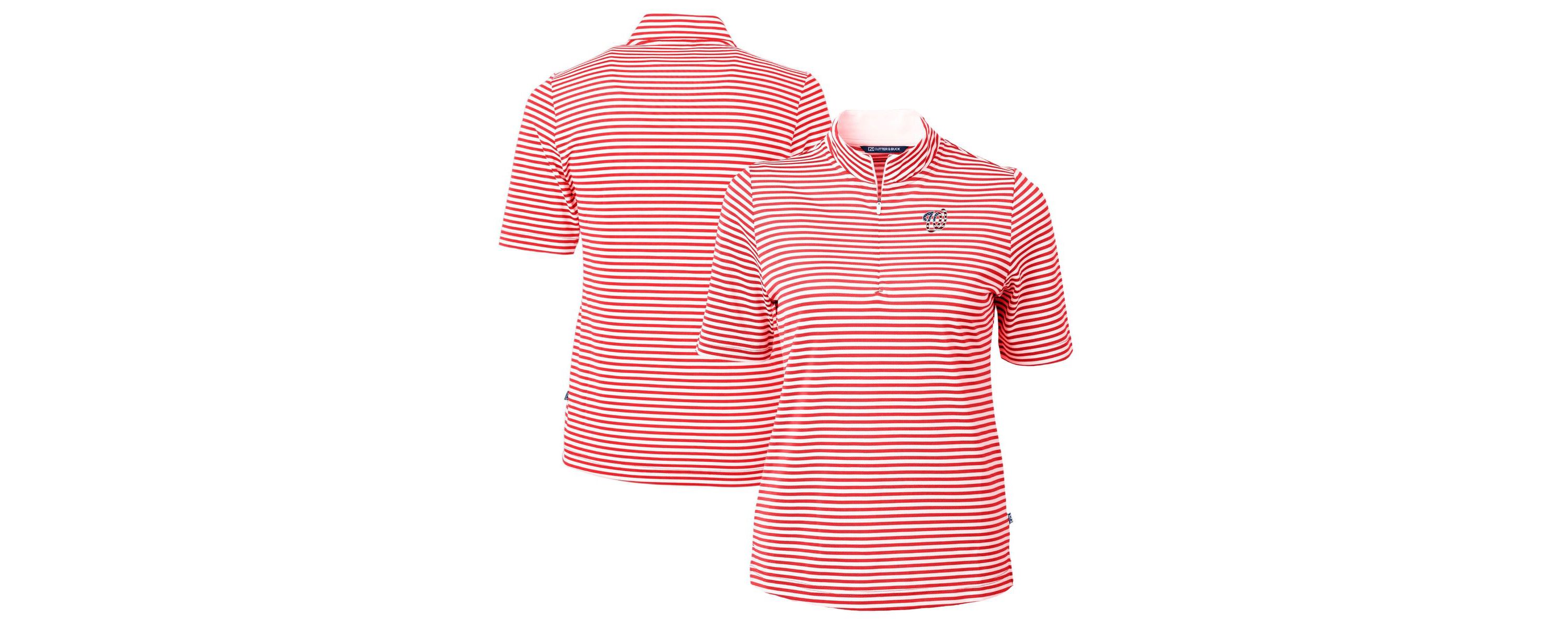 MLB Washington Nationals Virtue Eco Pique Stripe Recycled Quarter-Zip Pullover Top