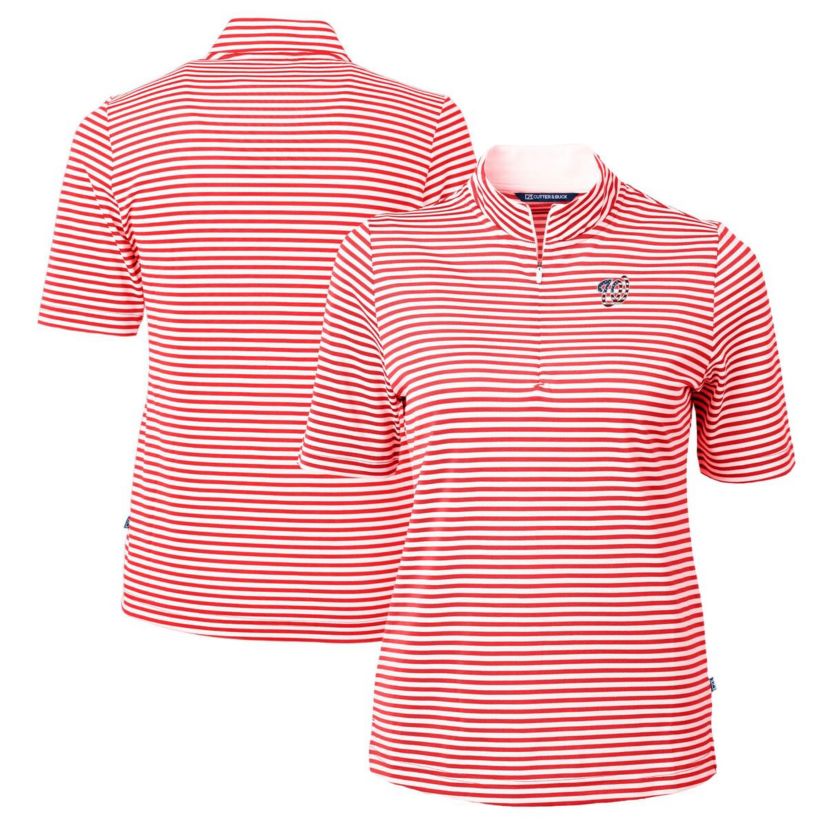 MLB Washington Nationals Virtue Eco Pique Stripe Recycled Quarter-Zip Pullover Top