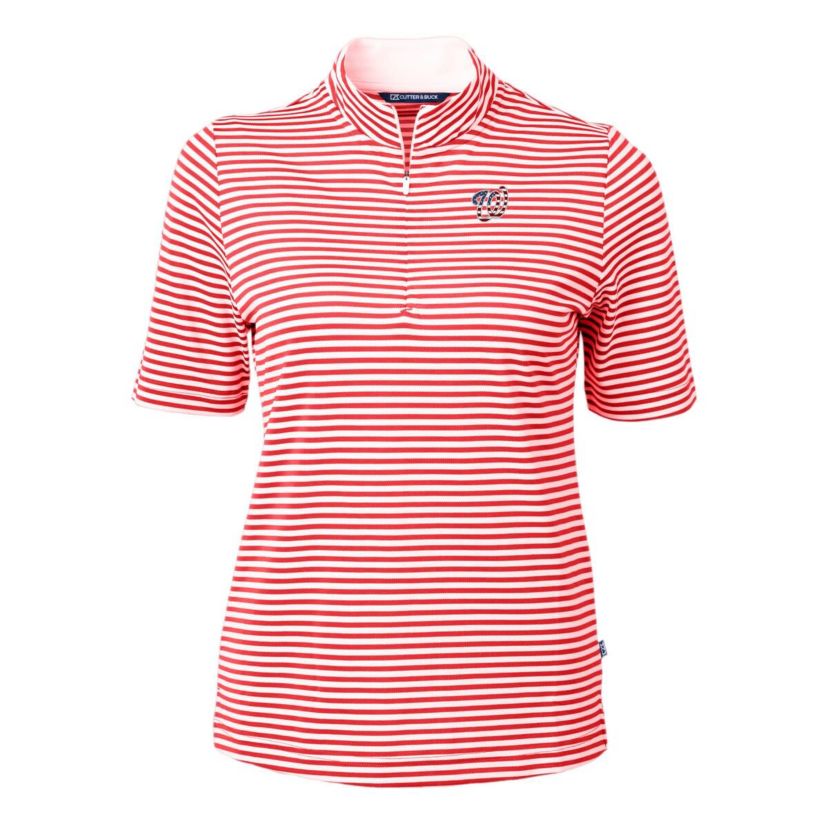 MLB Washington Nationals Virtue Eco Pique Stripe Recycled Quarter-Zip Pullover Top