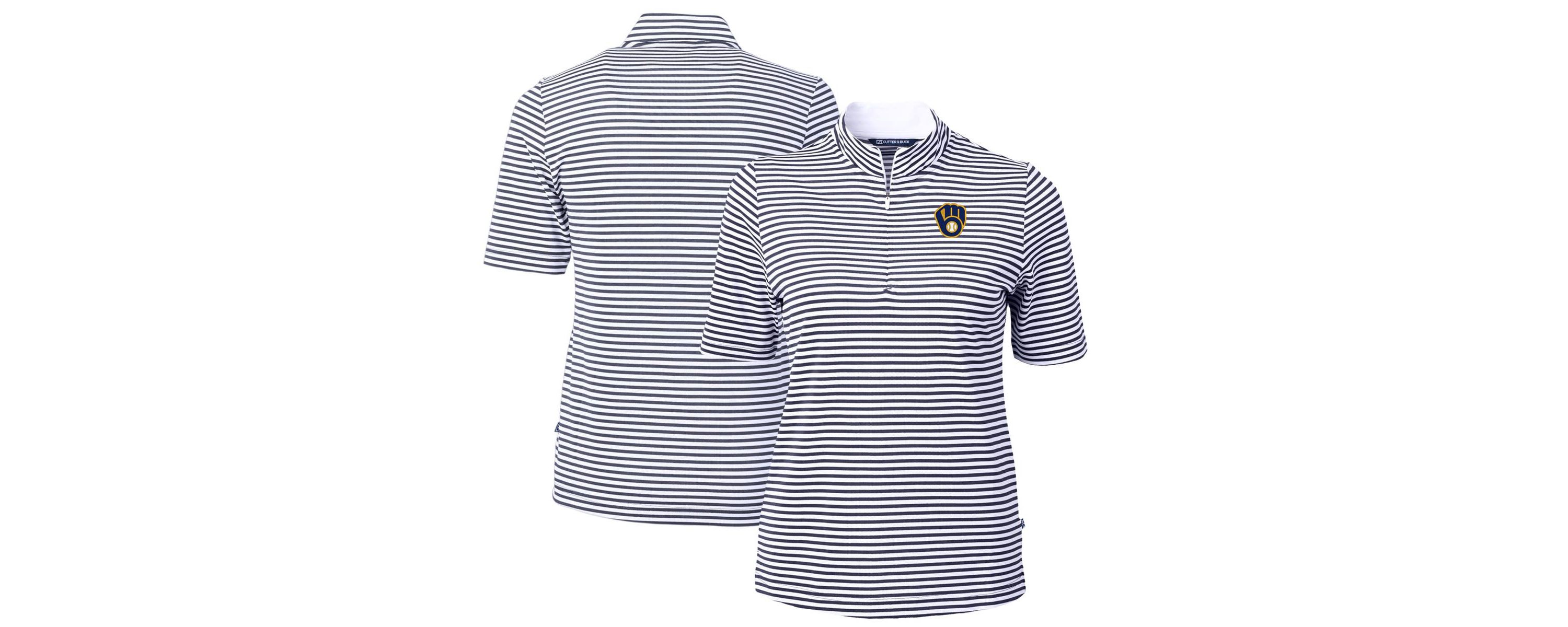 MLB Milwaukee Brewers Virtue Eco Pique Stripe Top