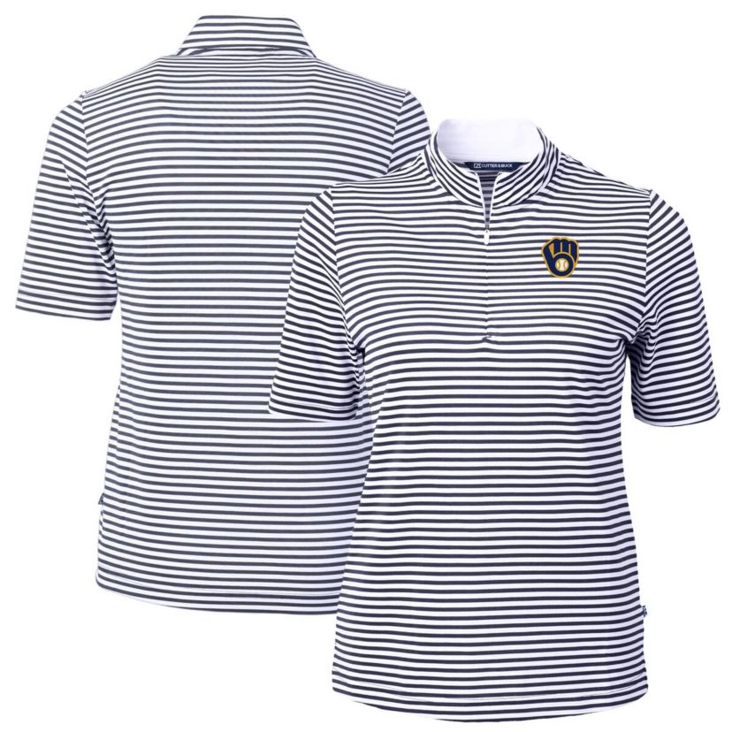 MLB Milwaukee Brewers Virtue Eco Pique Stripe Top