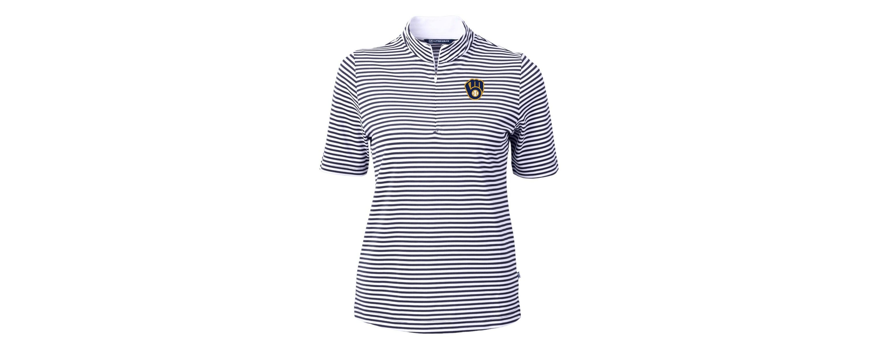 MLB Milwaukee Brewers Virtue Eco Pique Stripe Top