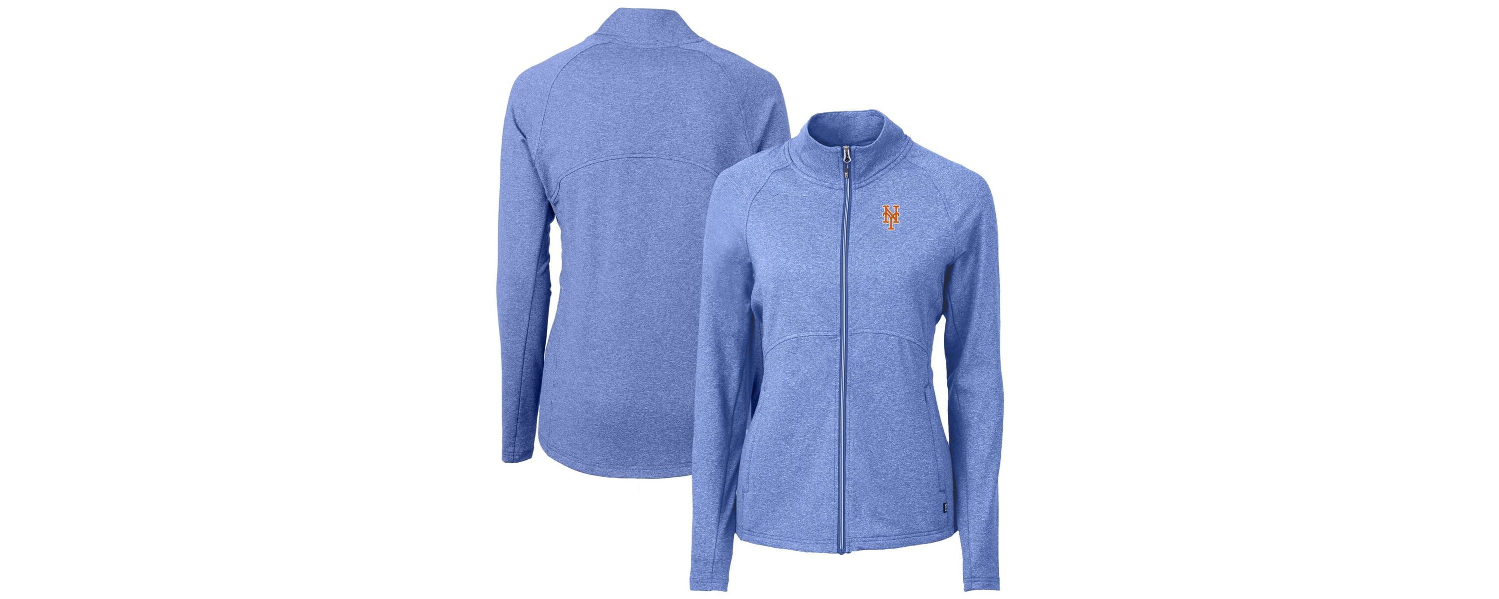 MLB Heather New York Mets Adapt Eco Knit Raglan Full-Zip Jacket