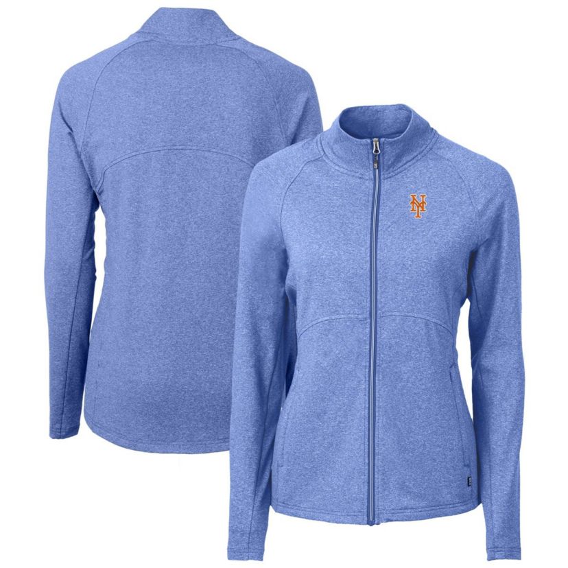 MLB Heather New York Mets Adapt Eco Knit Raglan Full-Zip Jacket
