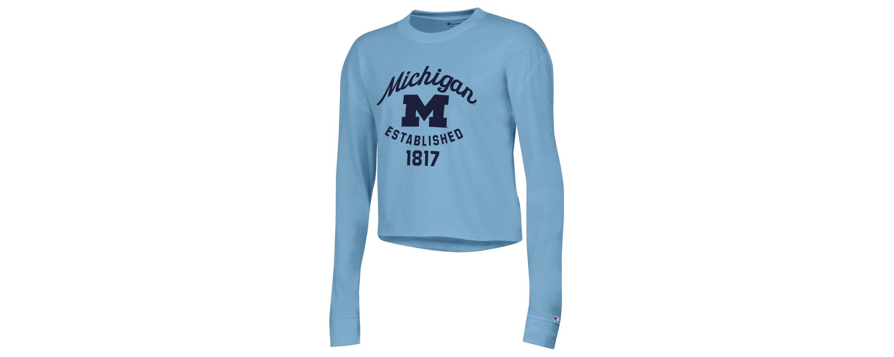 NCAA Michigan Wolverines Boyfriend Cropped Long Sleeve T-Shirt