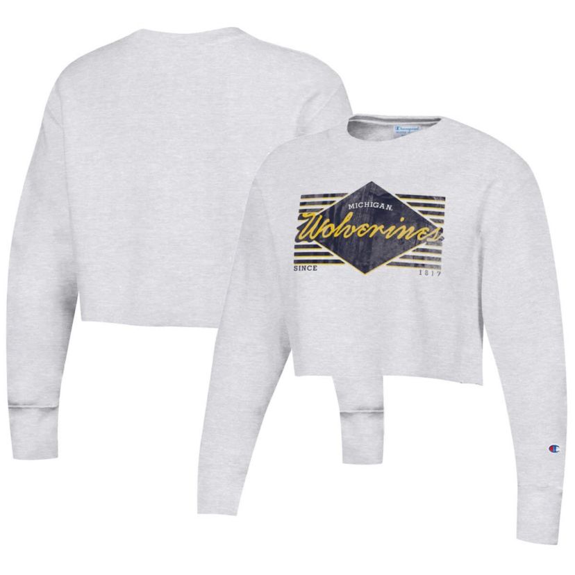 NCAA Michigan Wolverines Reverse Weave Cropped Pullover Sweatshirt