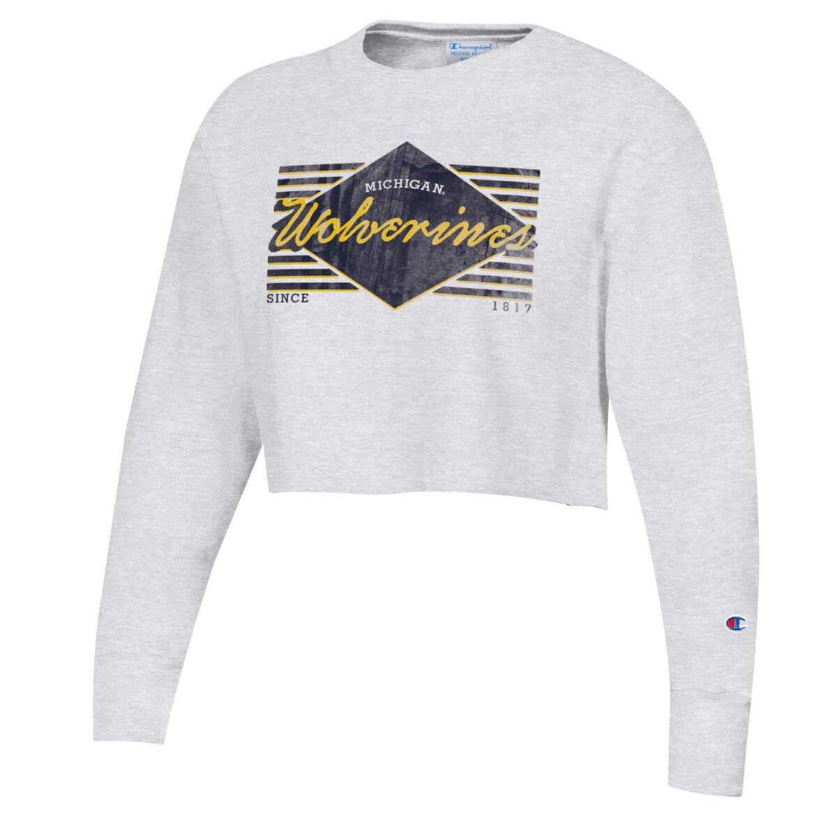 NCAA Michigan Wolverines Reverse Weave Cropped Pullover Sweatshirt