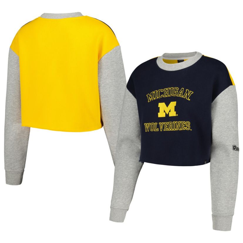 NCAA Michigan Wolverines Colorblock Rookie Crew Pullover Sweatshirt