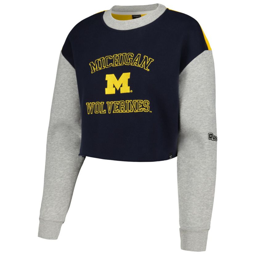 NCAA Michigan Wolverines Colorblock Rookie Crew Pullover Sweatshirt