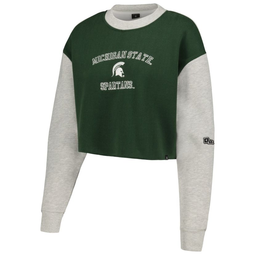 NCAA Michigan State Spartans Colorblock Rookie Crew Pullover Sweatshirt