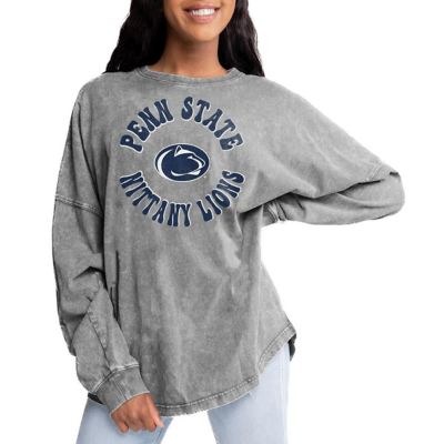 Gameday Couture NCAA Penn State Nittany Lions Playing Around Faded Wash Oversized Long Sleeve T-Shirt, Gray, XL